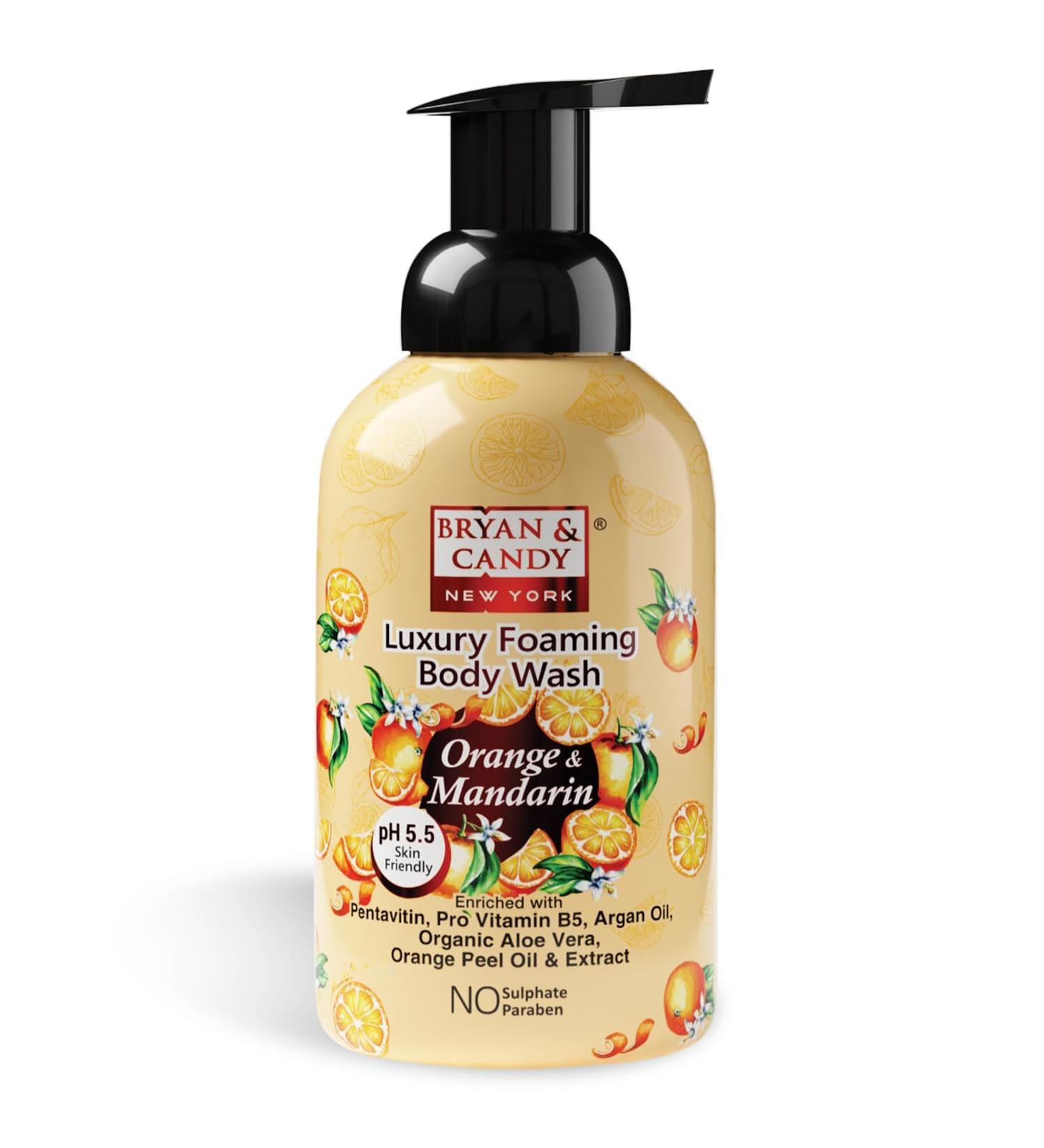 Luxury Foaming Body Wash - Hydrating Argan Oil & Pro Vit B5 - pH 5.5 for All Skin Types - 400ml Orange & Mandarin - Buy Online on GoSupps.com