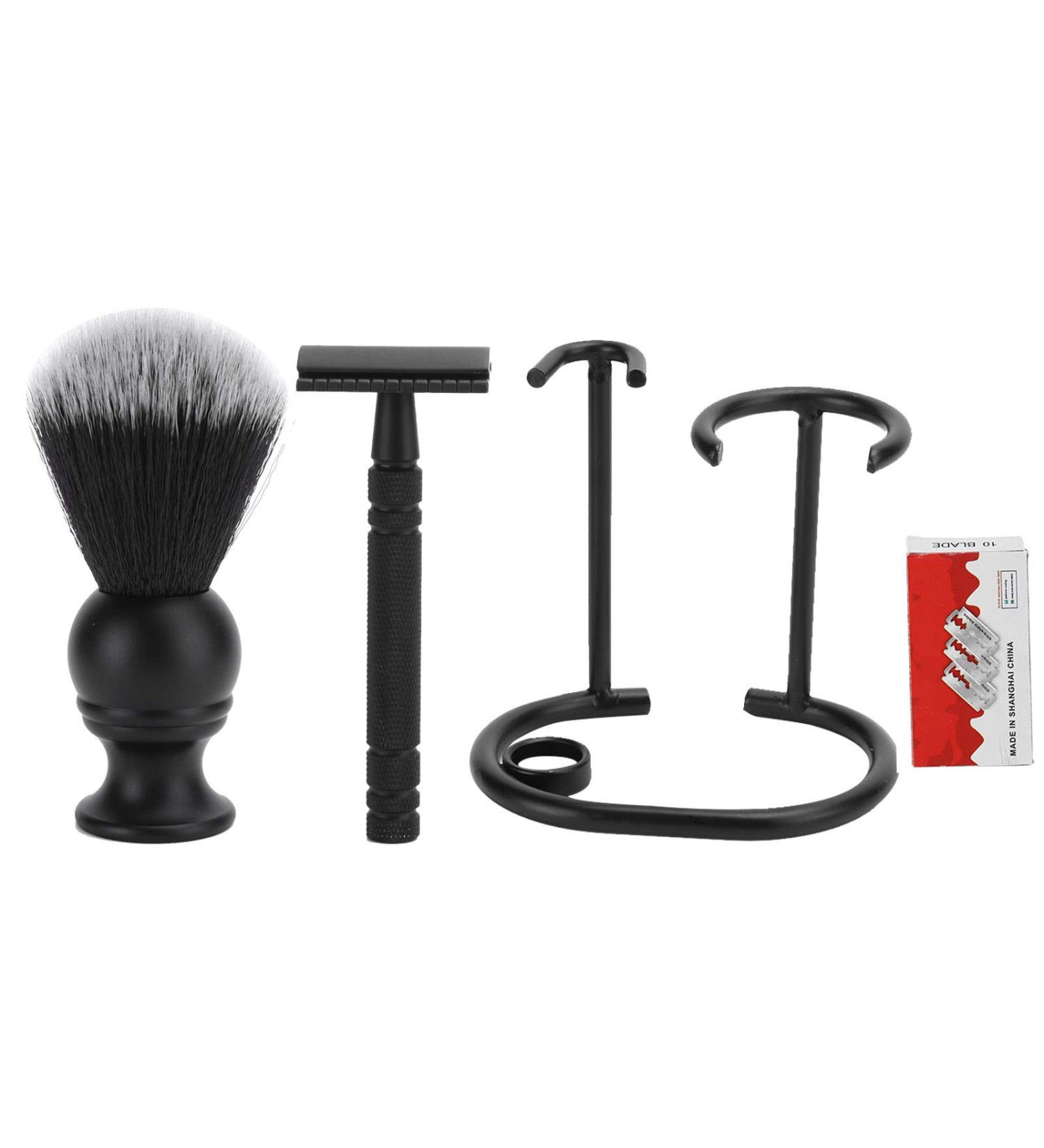 Premium Men's Shaving Set - Brush Razor Stand & Blades for Salon & Home Use - International Shipping Available - Buy Online on GoSupps.com