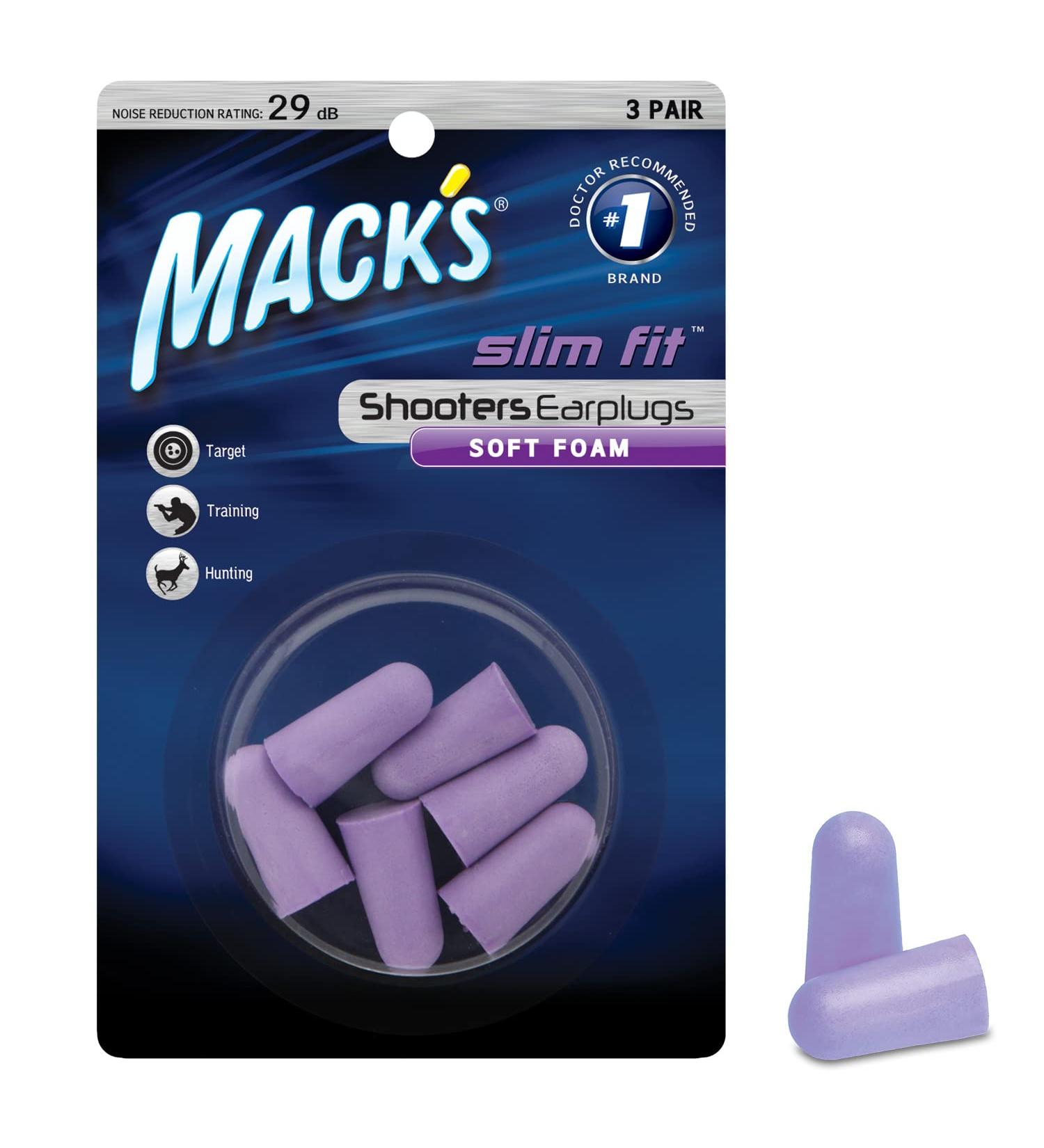 Mack's Slim Fit Soft Foam Shooting Ear Plugs - 3 Pairs - Small Ear Protection for Hunting Tactical Target Skeet & Trap Shooting | Made in USA - Buy Online on GoSupps.com