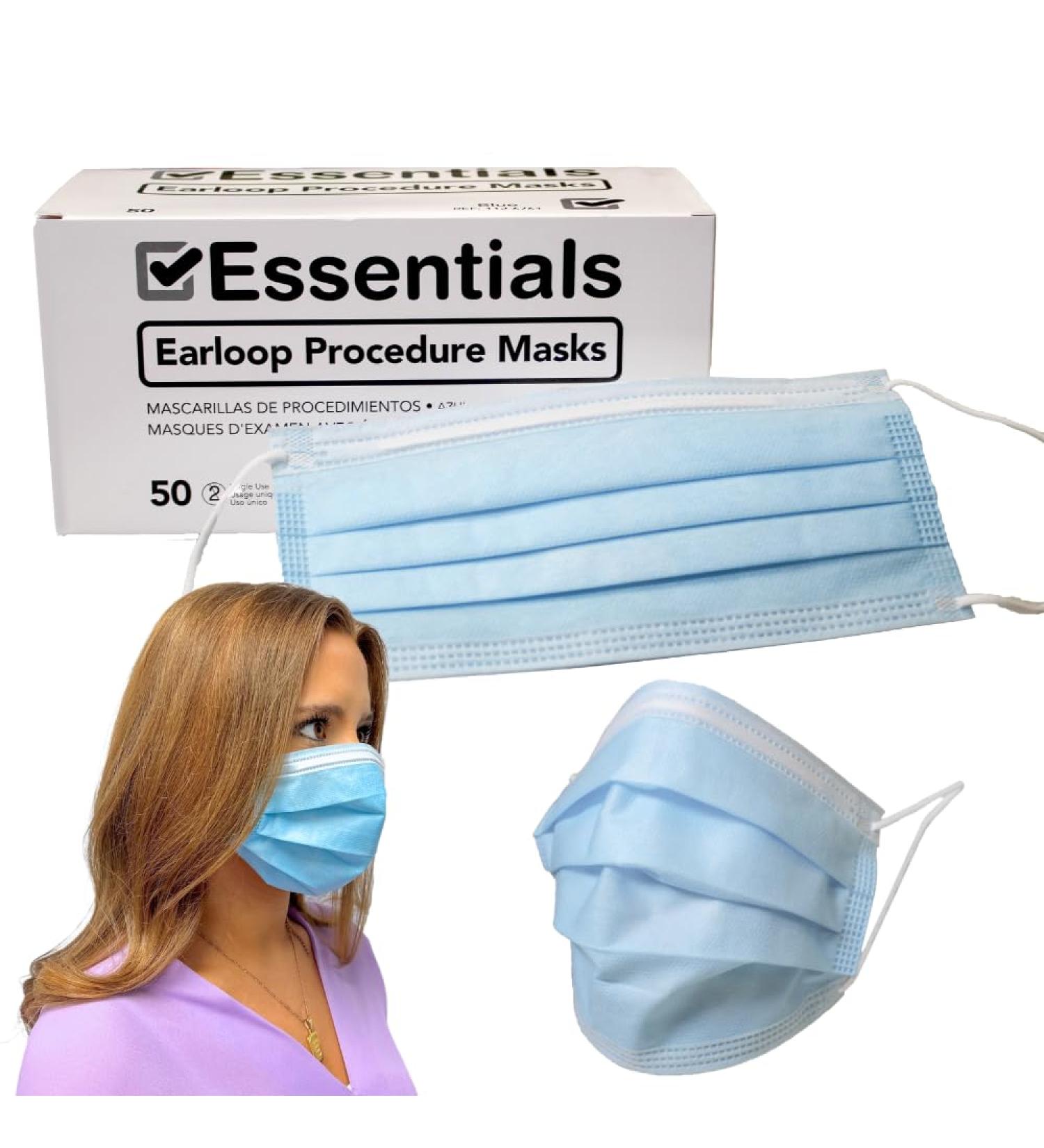 Essentials Healthcare ASTM Level 1 Earloop Face Masks - Disposable Blue Masks (Box of 50) for Maximum Comfort & Protection - Buy Online on GoSupps.com
