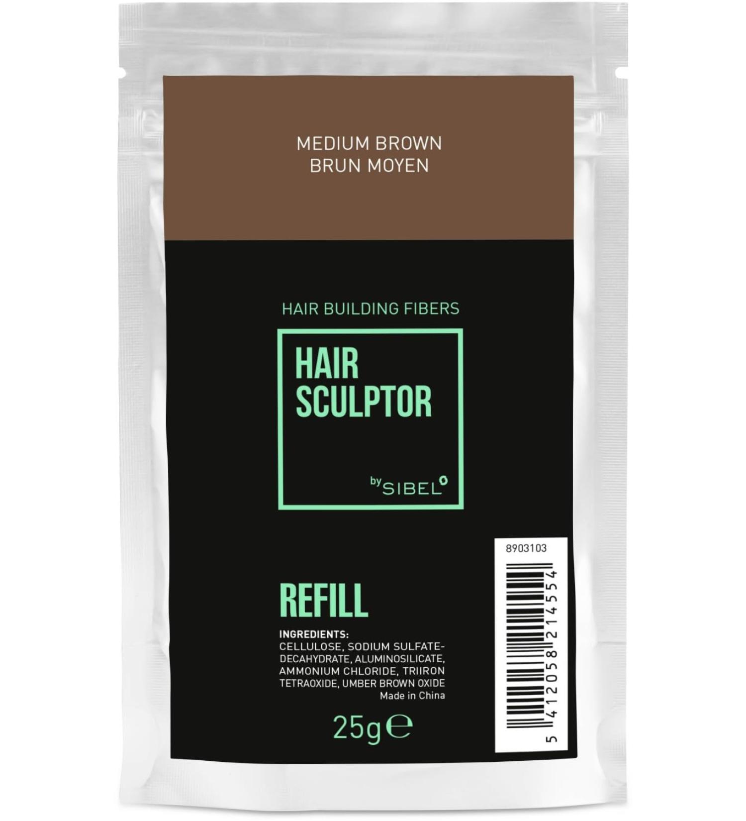 Sibel Hair Sculptor Hair Building Fibers Medium Brown Refill 25gr