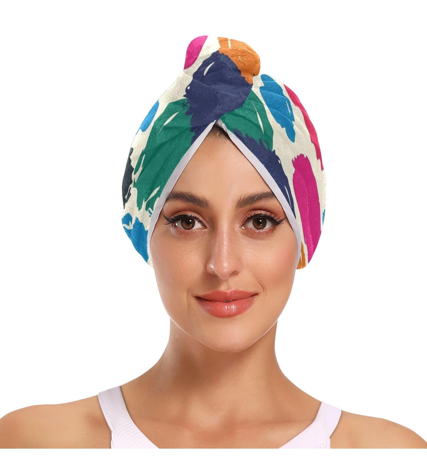 Rainbow Graffiti Hair Towel 2 Pack | Super Absorbent Quick Dry Hair Turbans for Women & Girls - Buy Online on GoSupps.com