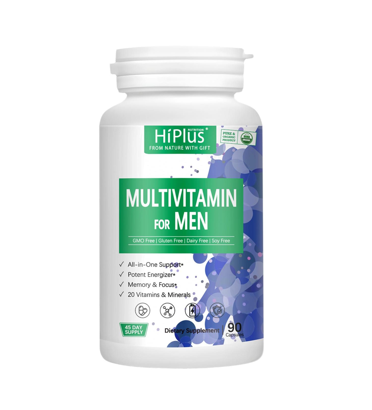 Multivitamin for Men - Biotin & Essential Men multivitamin with Vitamin A, C, D, E, B12, Zinc. Supports Energy, Focus, Hair Growth & Overall Health - 90 Capsules Men's Capsules - Buy Online on GoSupps.com