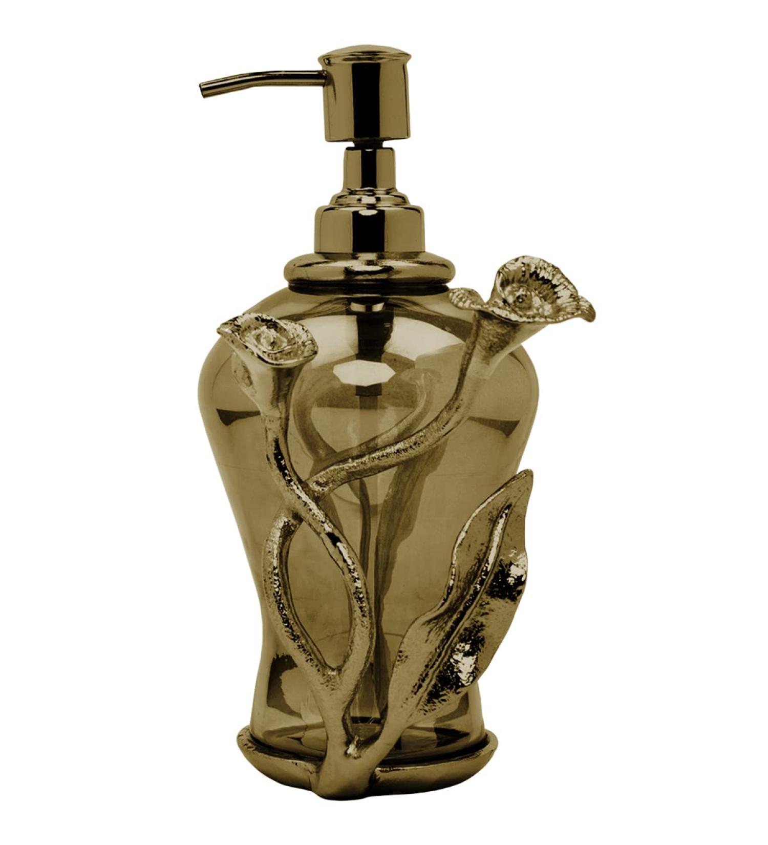 Aluminum Black Luster Gold Finish Soap Dispenser - Refillable Hand Lotion Container for Bathroom and Kitchen - Calla Lily Collection - Buy Online on GoSupps.com