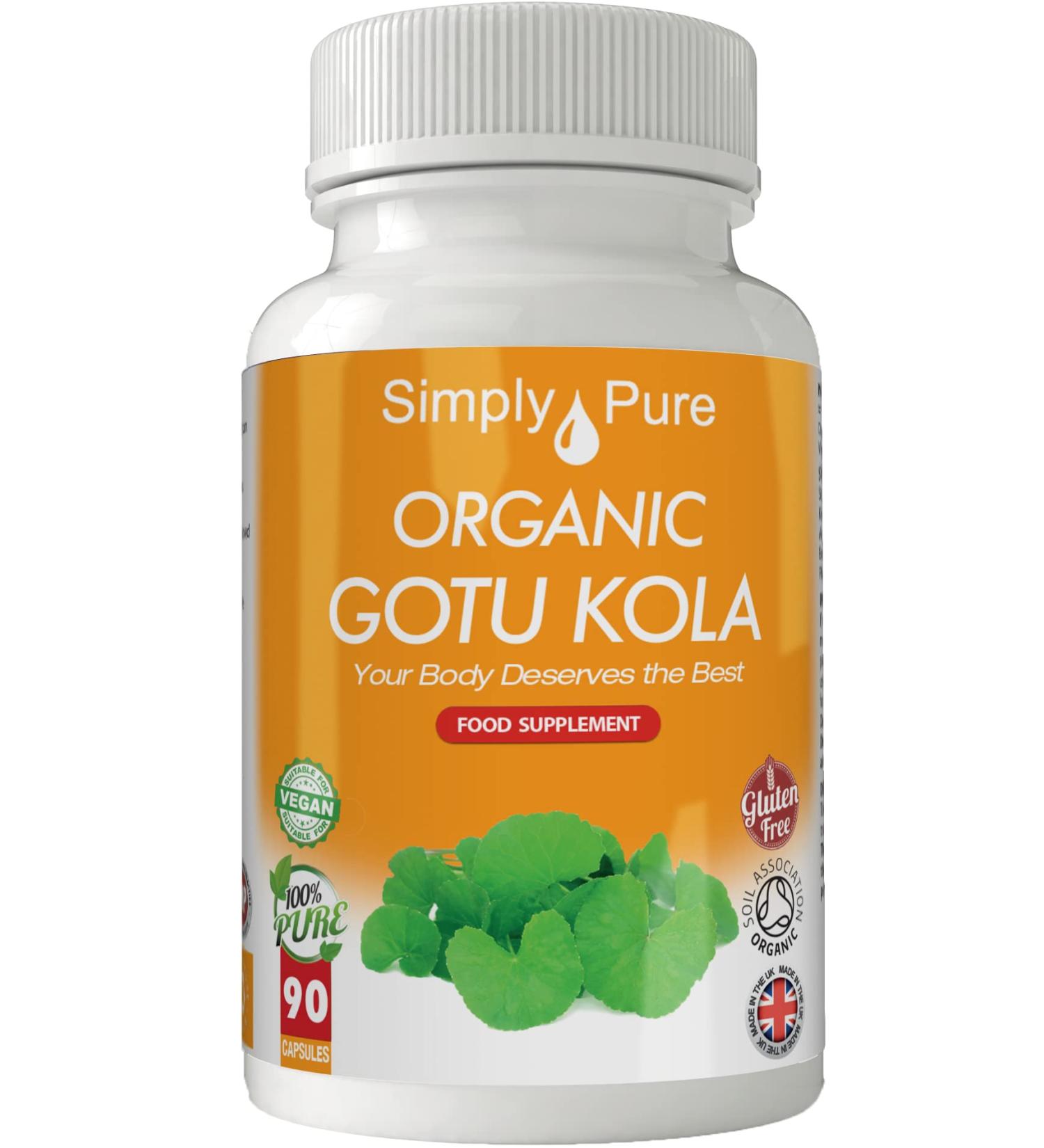 Organic Gotu Kola Capsules x 90 (500mg) - Soil Association Certified, Gluten Free, Vegan - Buy Online on GoSupps.com
