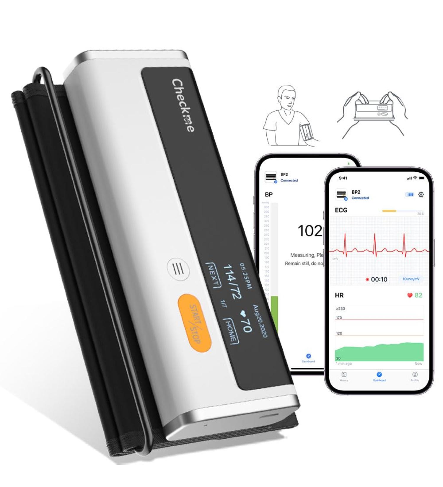 Checkme Armfit Plus: Bluetooth Blood Pressure & EKG Monitor - 30S Automatic Measurement Heart Rate Tracker Free App for Android & iOS - Buy Online on GoSupps.com
