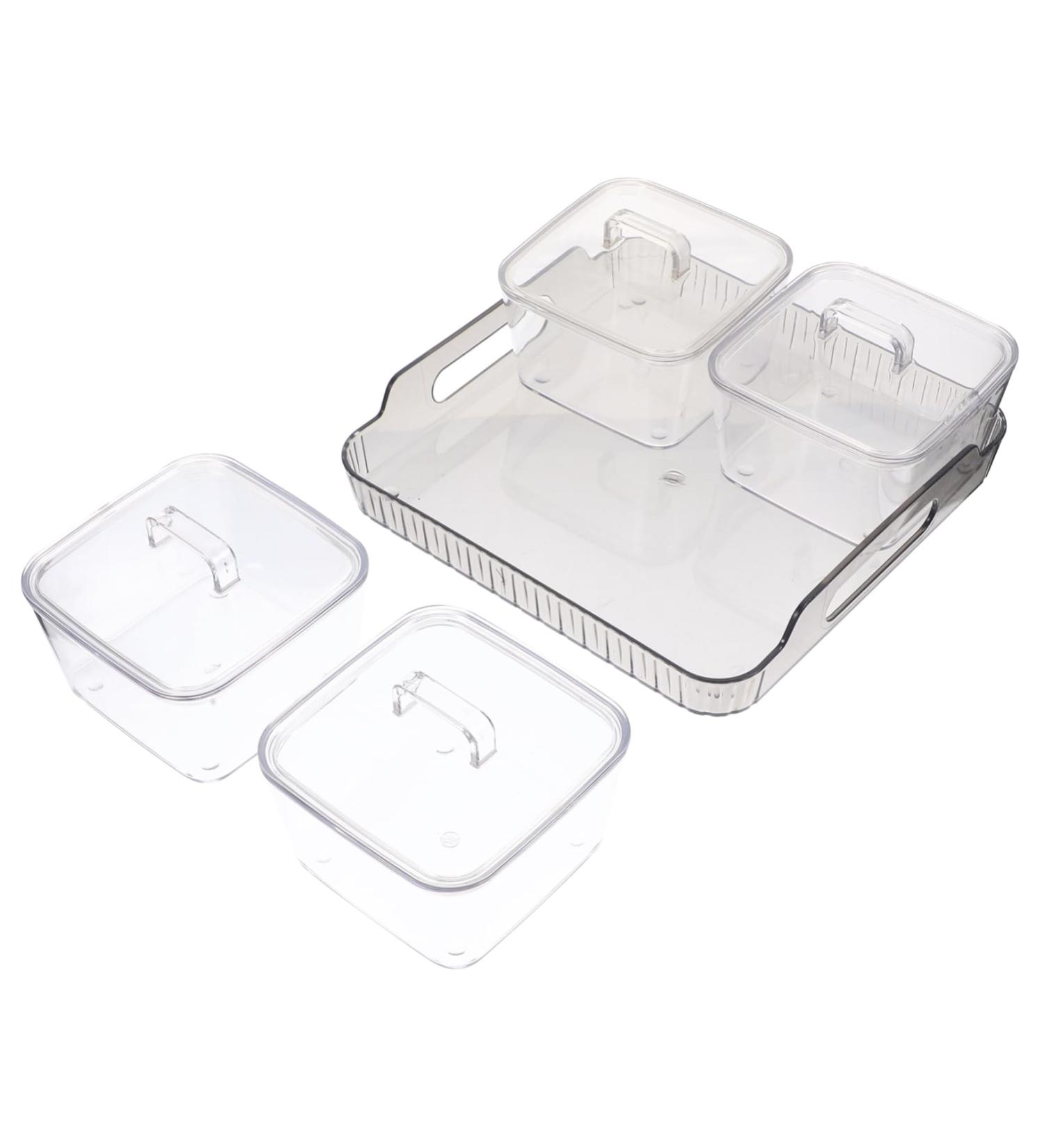 Alipis 1 Set Four Grid Fruit Plate Decor Platter Tray Food Tray Caviar Snack Holder Vegetable Biscuit Box Grey 21X21X8CM - Buy Online on GoSupps.com