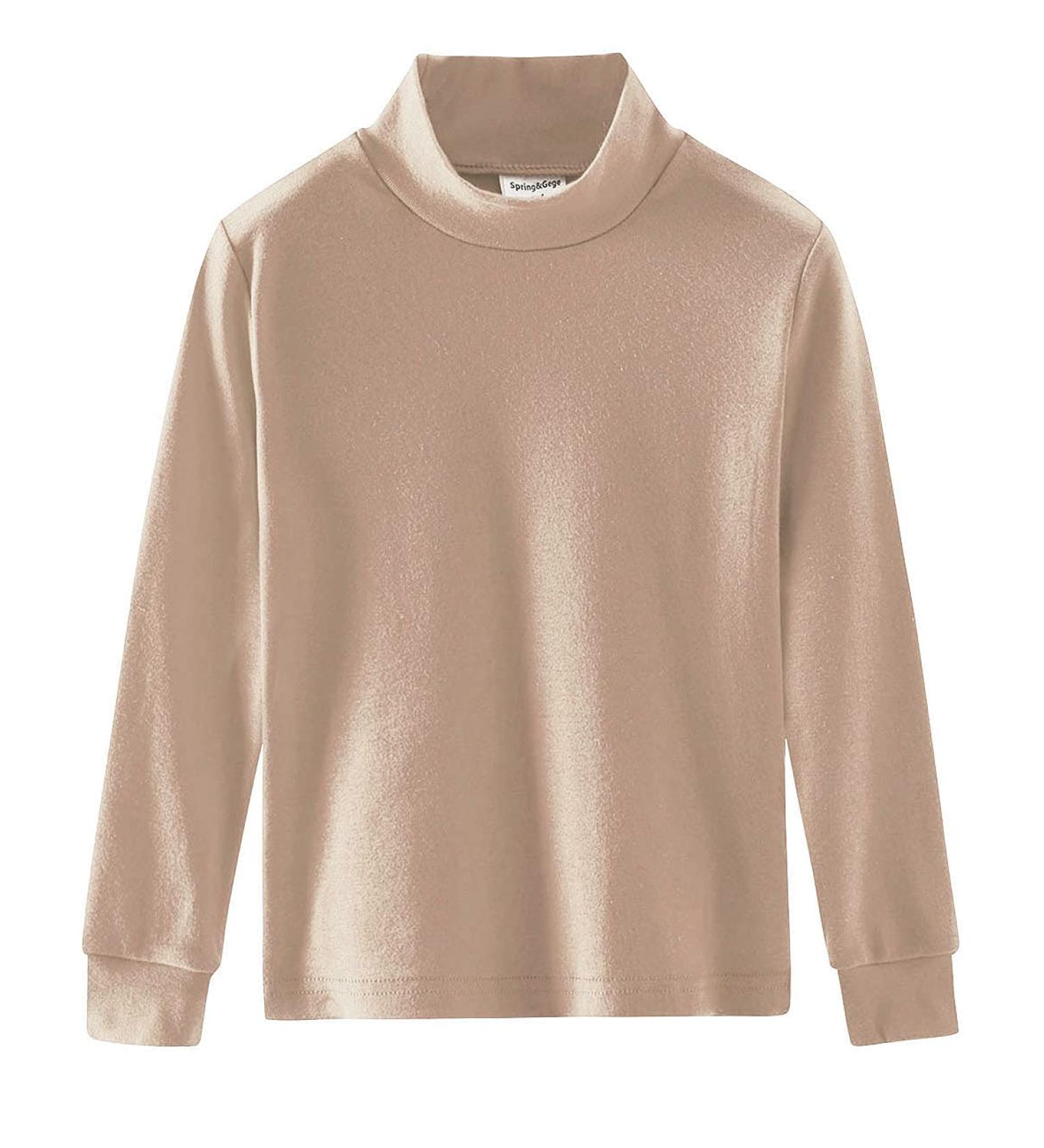 Spring&Gege Kids Soft Cotton Long Sleeve Mock Turtleneck Shirt Beige 9-10 Years - Buy Online on GoSupps.com