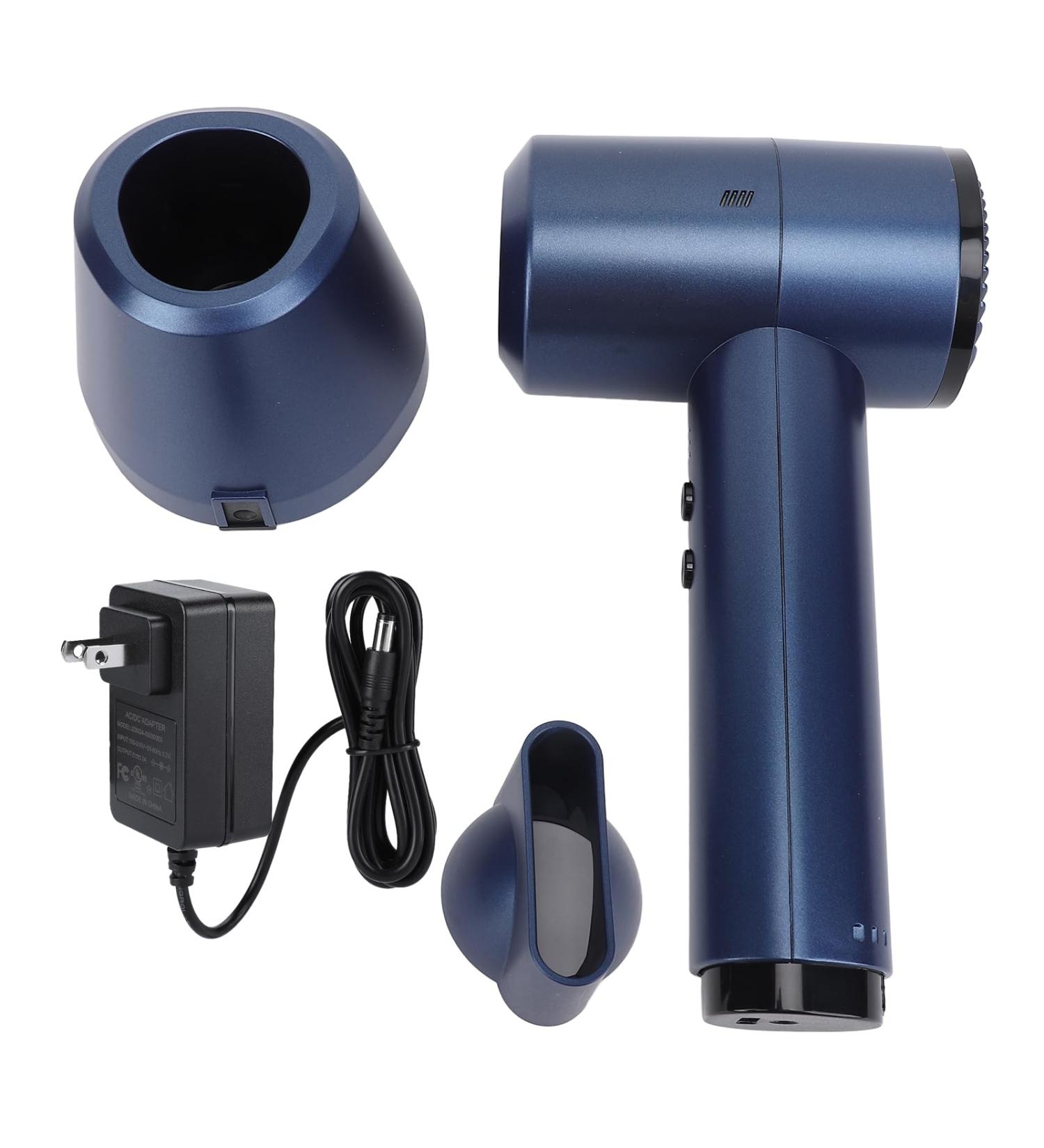 Cordless Hair Dryer 5000mAh Battery 6 Speed Adjustment Fast Drying Intelligent Temperature Control Portable Hairdryer for Home Camping (US Plug) US Plug Dark Blue - Buy Online on GoSupps.com