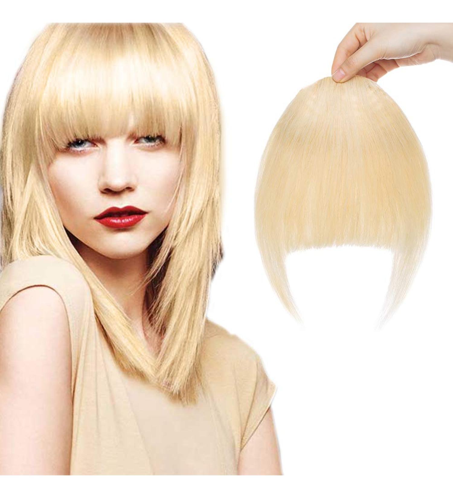 SEGO Clip in Bangs 100% Remy Human Hair - Natural Light Blonde #613 Hairpiece Extension - Buy Online on GoSupps.com