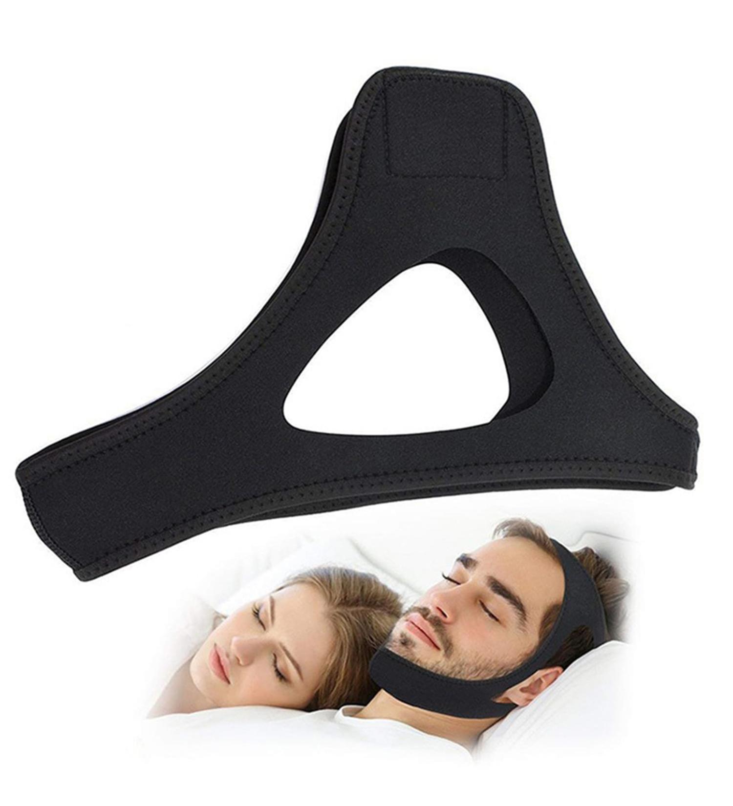 Snoring Chin Strap for Comfortable Sleep | Jaw Support Belt for Men & Women - Black | Nasal Breathing Mask - Buy Online on GoSupps.com