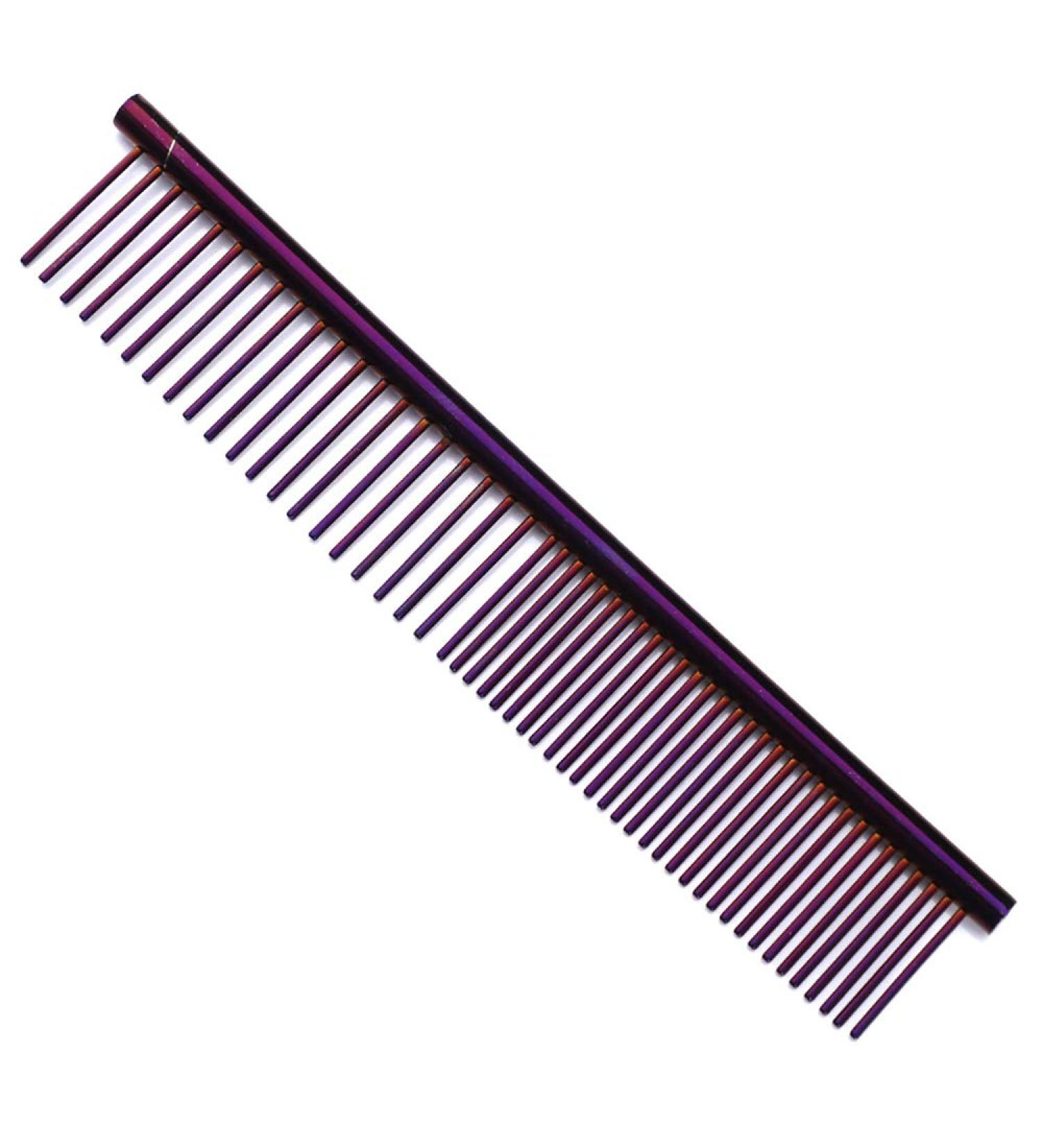 ZoCr Stainless Steel Pet Comb for Dogs & Cats - Grooming Comb with Rounded Teeth (Purple) - Buy Online on GoSupps.com
