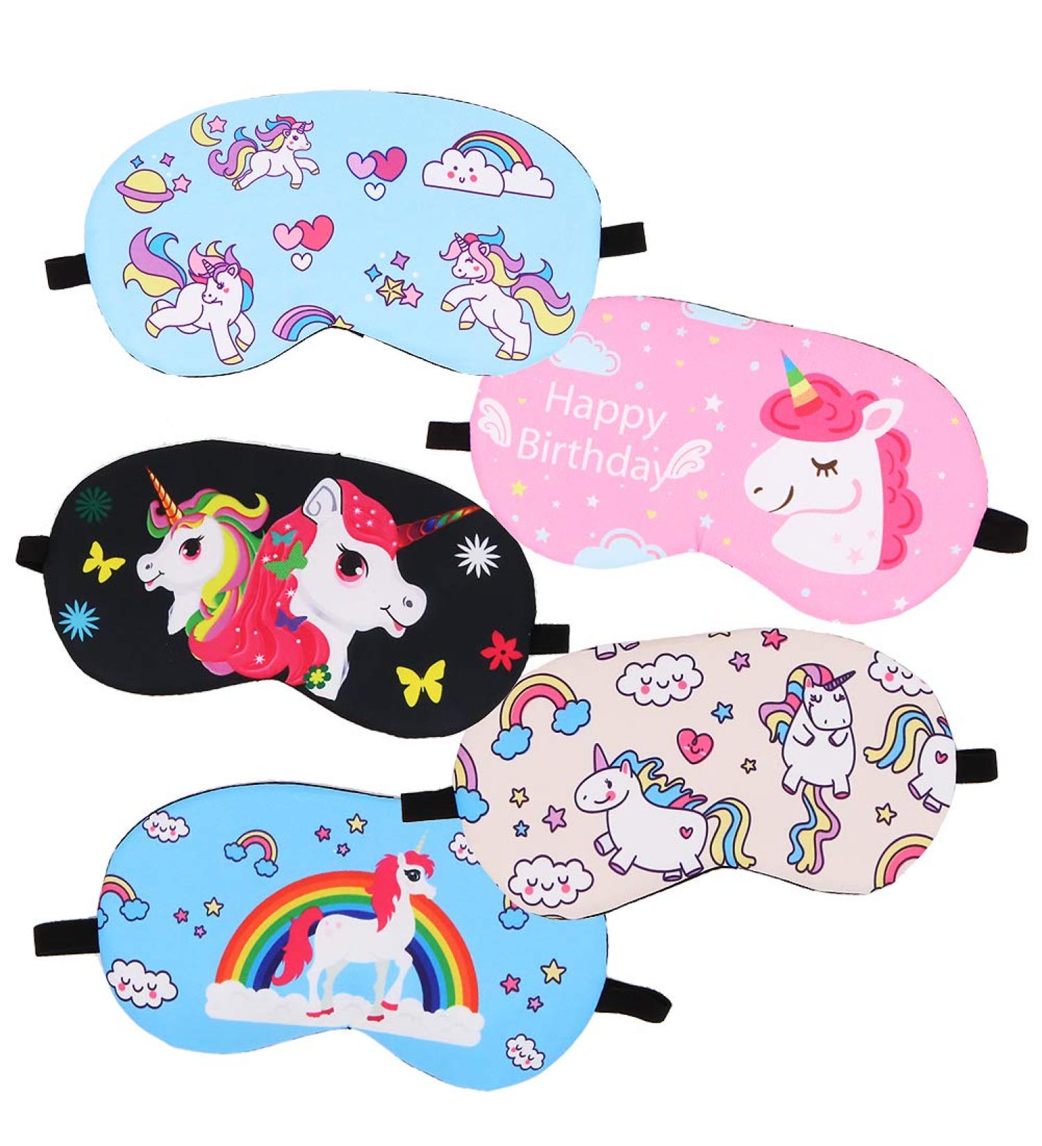 Set of 5 Cute Unicorn Sleeping Eye Mask Comfortable Lightweight Eyeshade Eyepatch Eye Cover for Party Travel Napping - Buy Online on GoSupps.com