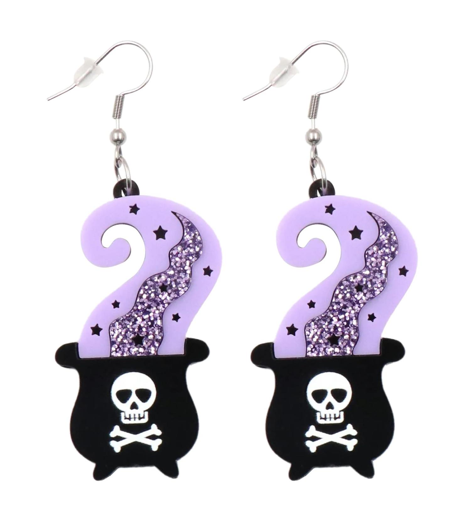 Feylie Halloween Earrings - Trendy Skull Jewelry for Women & Girls | Unique Acrylic Ear Fans & Perfect Gift - Buy Online on GoSupps.com