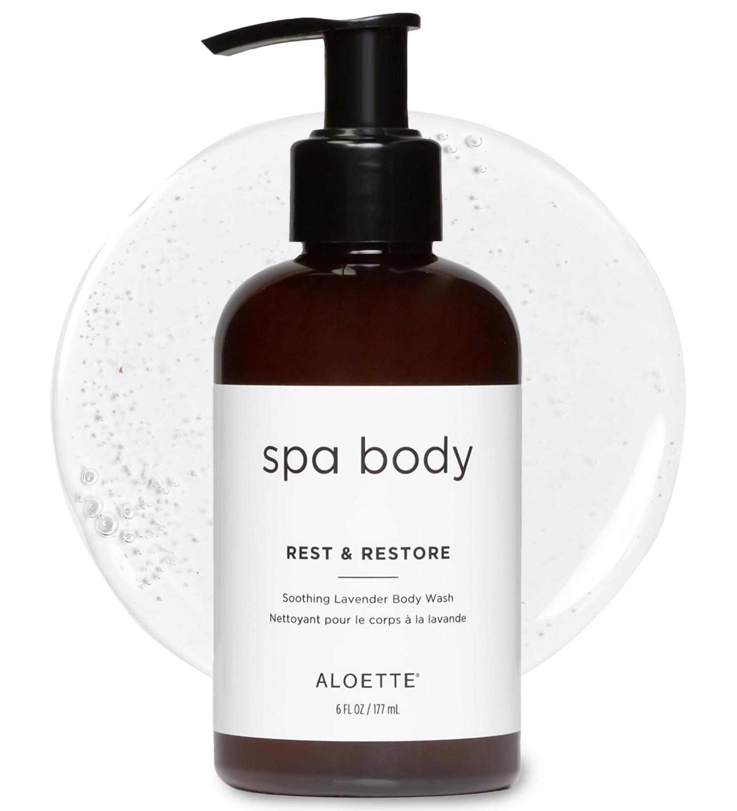 Aloette Lavender Body Wash Rest & Restore - Hydrating & Moisturizing Body Wash for Dry Skin with Natural Aloe Vera & Vitamin E - Exfoliating & Rejuvenating Skin Care Products for Men & Women - Buy Online on GoSupps.com