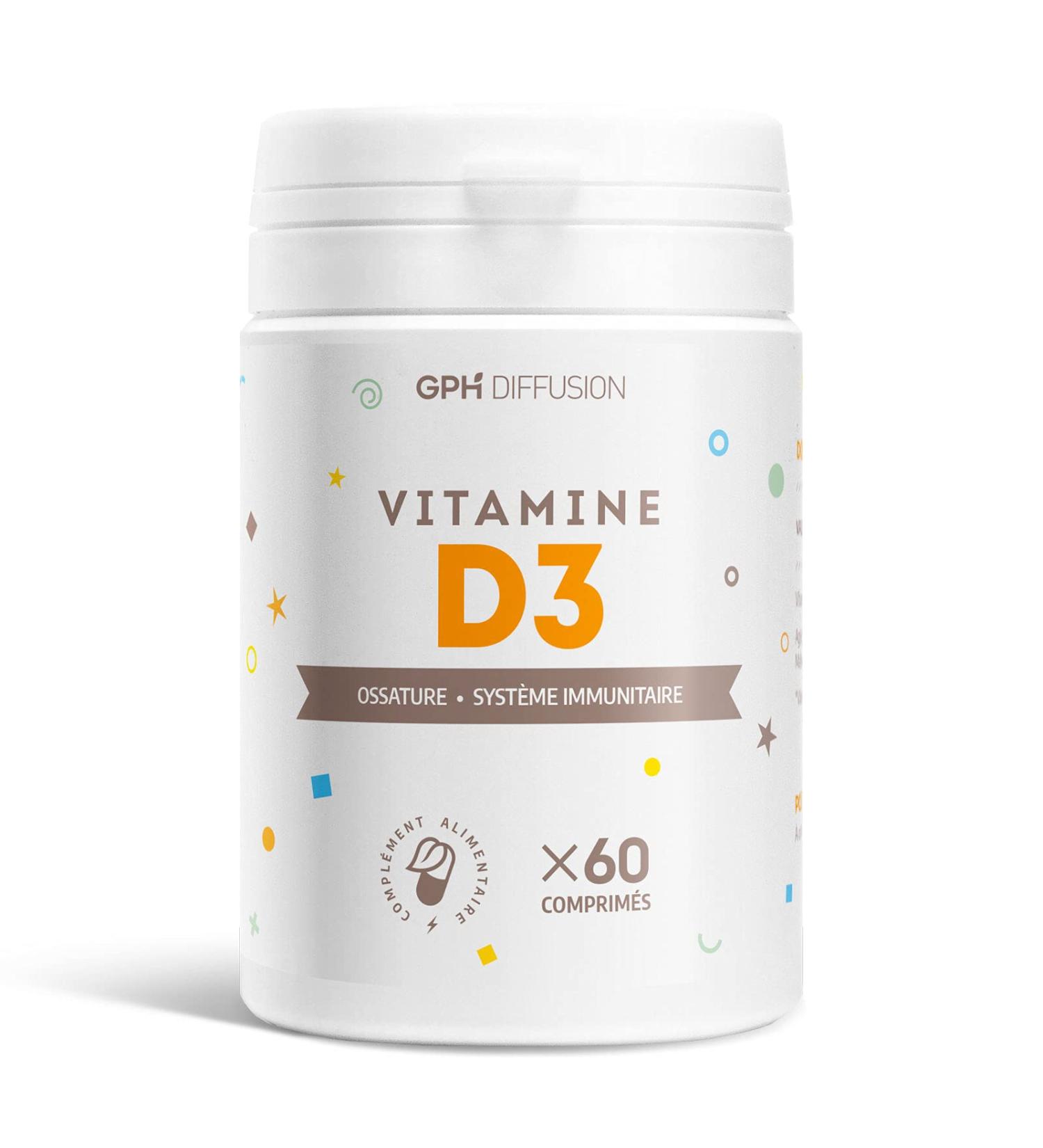 Vitamins D3-60 tablets - Bone - Immune system - GPH DIFFUSION - Buy Online on GoSupps.com
