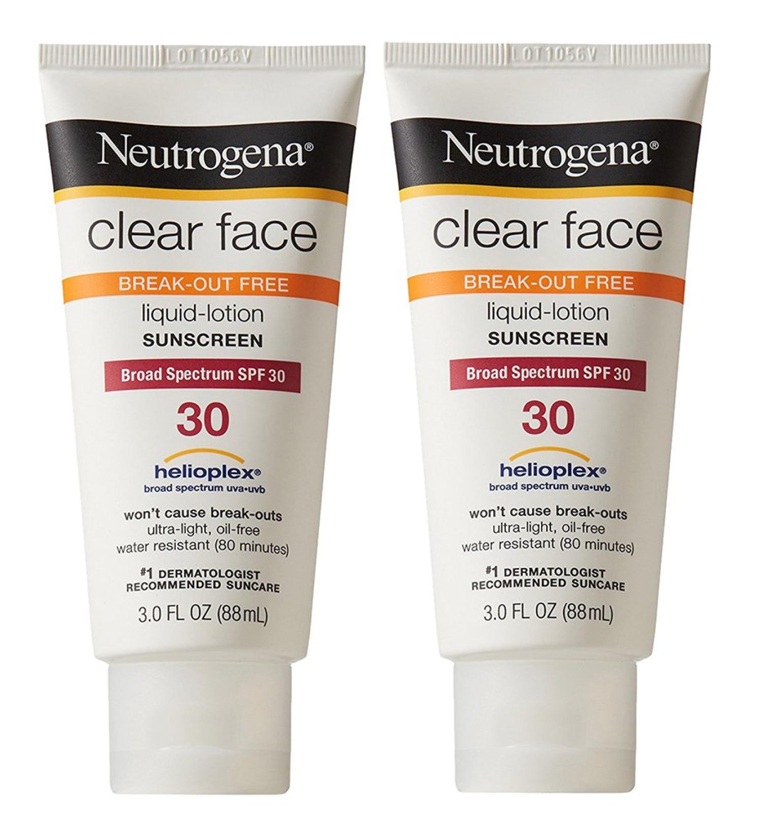 Neutrogena Clair Visage Liquide Lotion cran Solaire Large Spectre Lot de 2 SPF 30