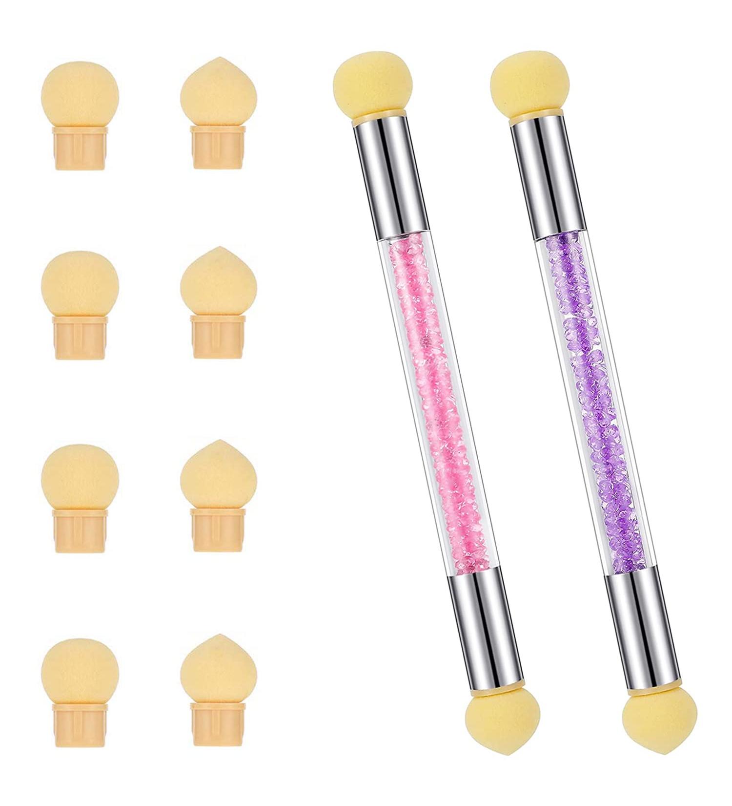 Yhzmy Nail Art Tools - 2 Pcs Double Head Ombre Sponge Brushes with 8 Replacement Heads for UV Gel & Nail Design - Buy Online on GoSupps.com