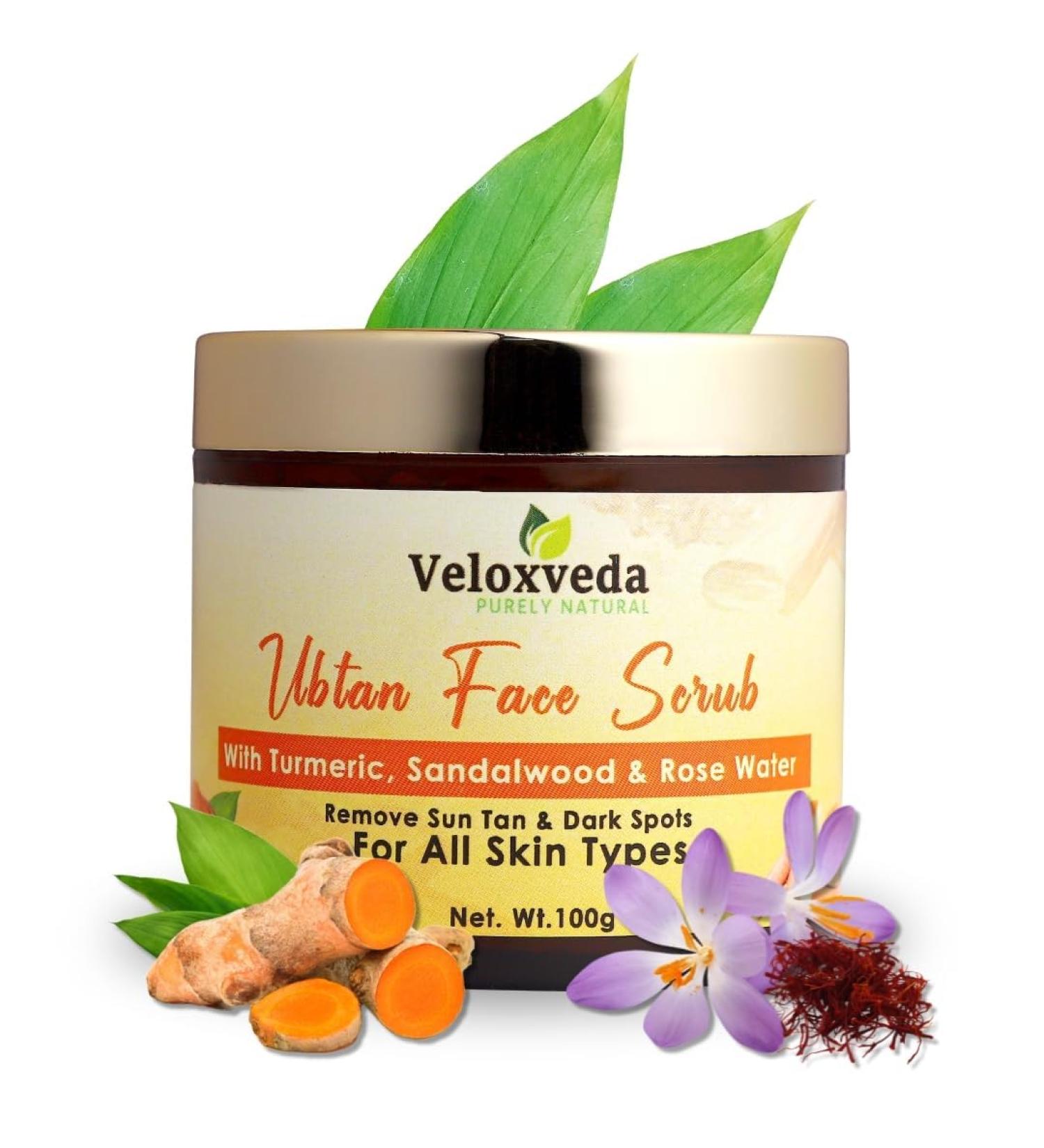 Ubtan Face Scrub for Men & Women - Natural Turmeric & Sandalwood Exfoliating Scrub for Blackheads & Tan - Cruelty-Free Paraben-Free (100gm - Buy Online on GoSupps.com