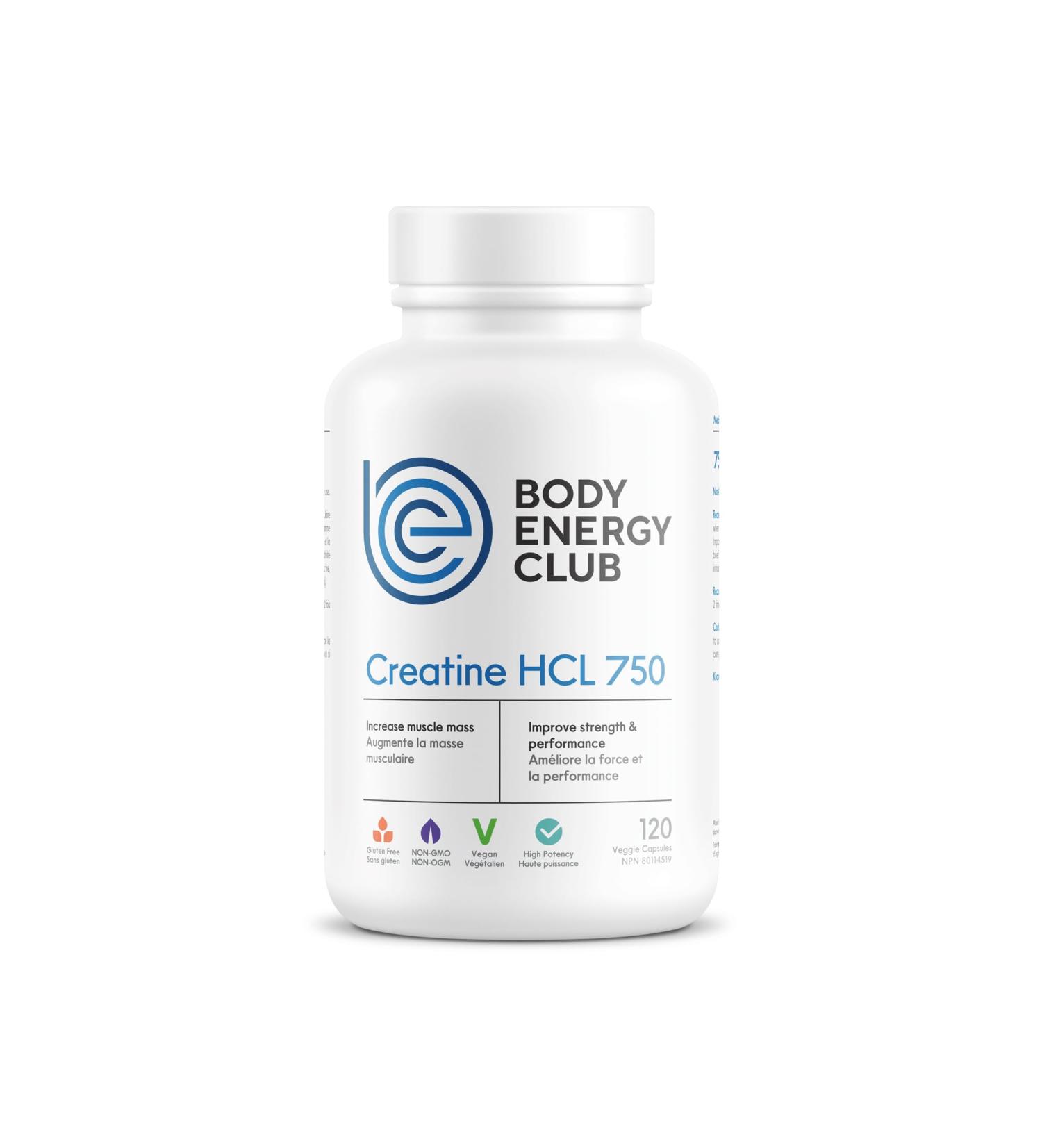 Body Energy Club Creatine HCL - Superior Solubility for Rapid Absorption - Enhanced Muscle Performance & Lean Muscle Gains - No Water Retention Easy on Digestion - 750mg Capsules - Buy Online on GoSupps.com
