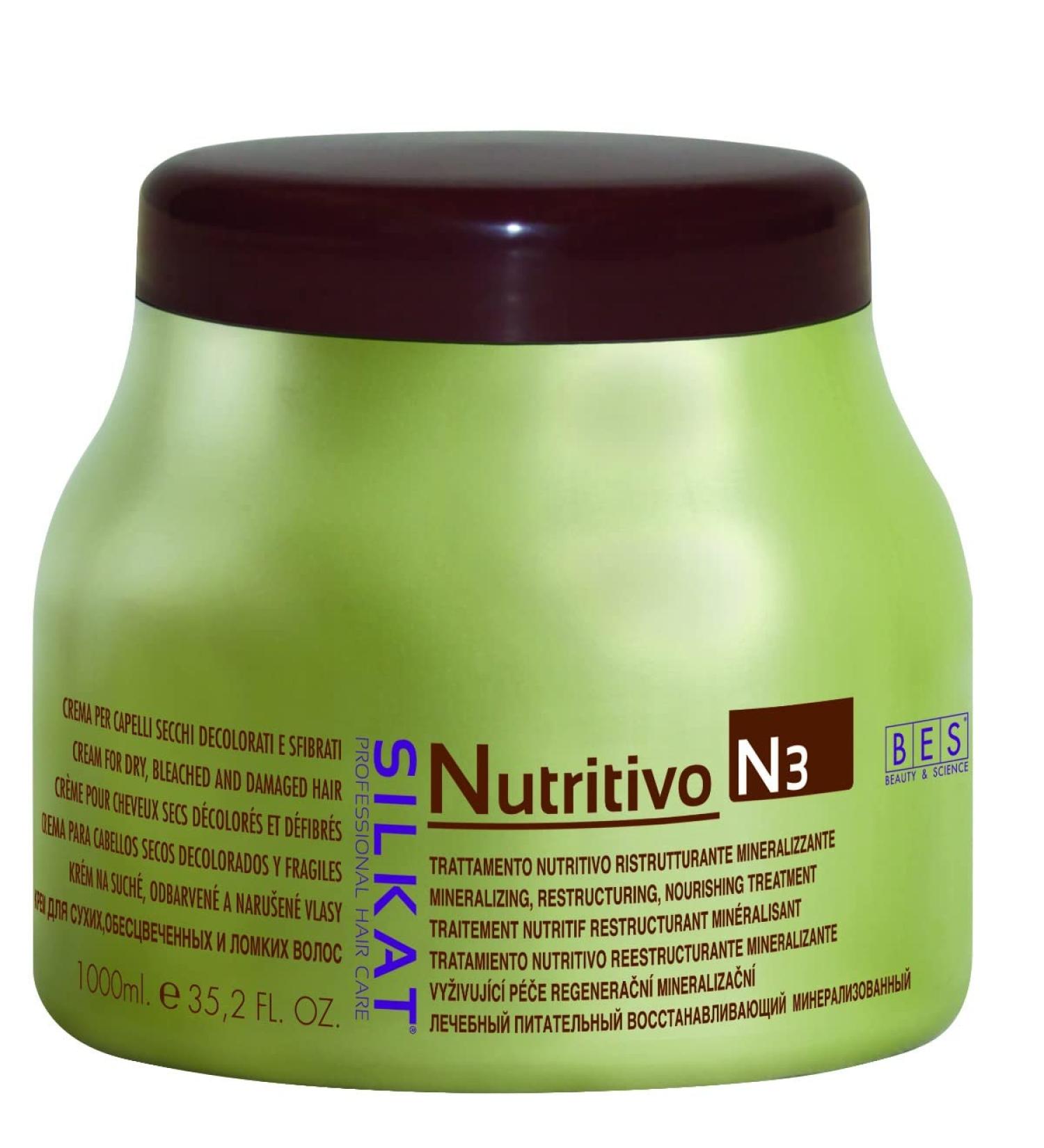 N3 Mineralizing Restructuring Nourishing Treatment Cream for Dry Bleached and Damaged Nutritive Hair Silkat 1000ml cream for dry degreased and degreased hair Mineralizing