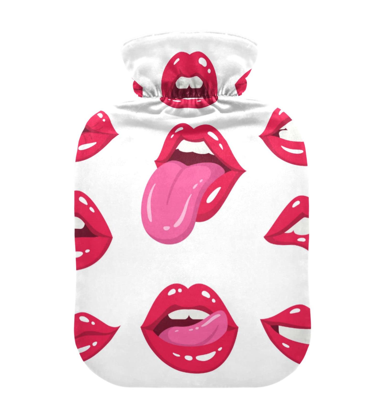 2L Heat Bottle - Durable Hand Warmer for Pain Relief & Heat Therapy | Stylish Red Lips Patterns - Buy Online on GoSupps.com