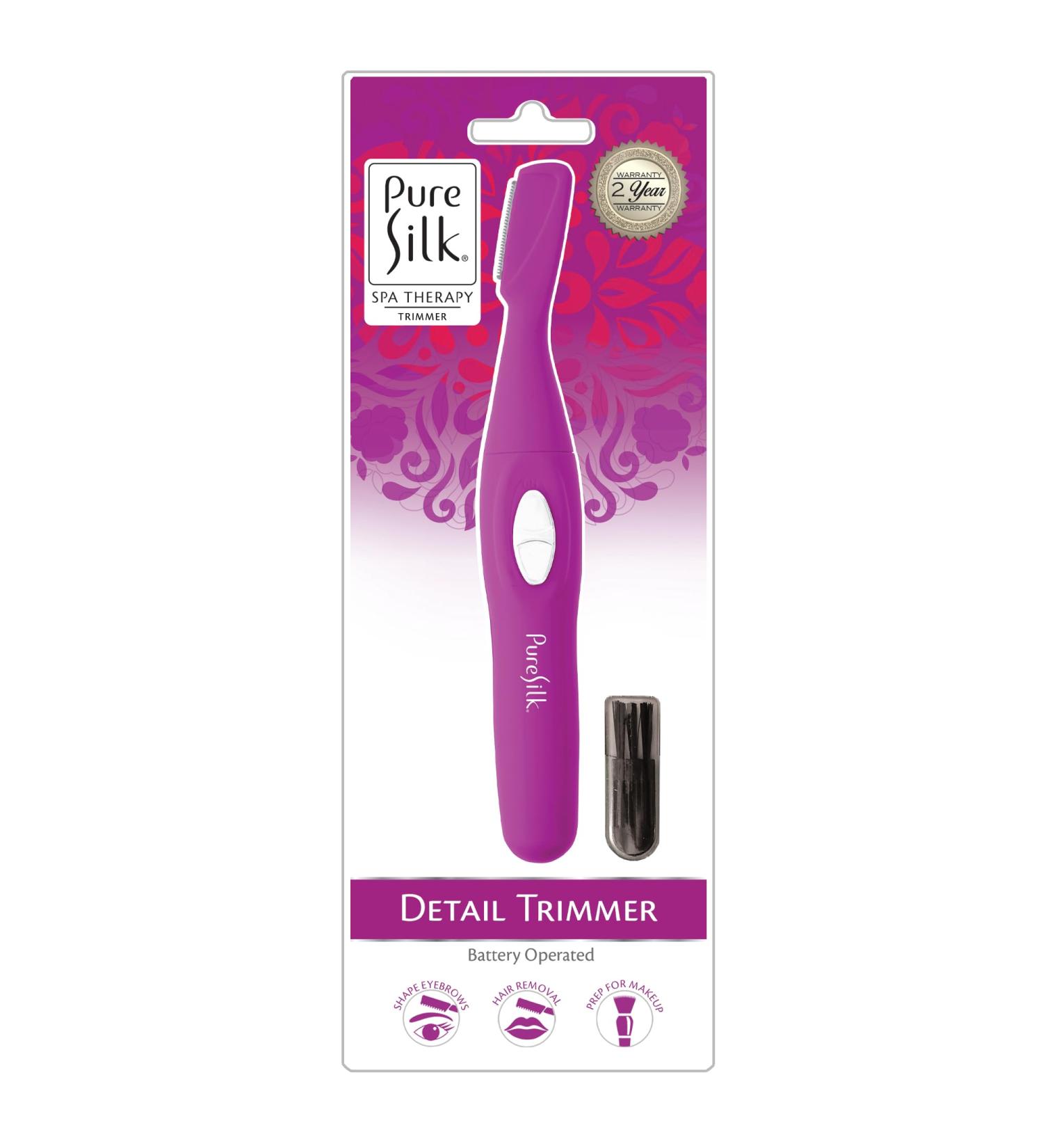 Pure Silk Detail Trimmer for Women Women s Detail Trimmer for Eyebrows Lip & Chin Shape and Style Eyebrows Tool Battery Operated Great for Travel and On-The-Go Self Care Pink