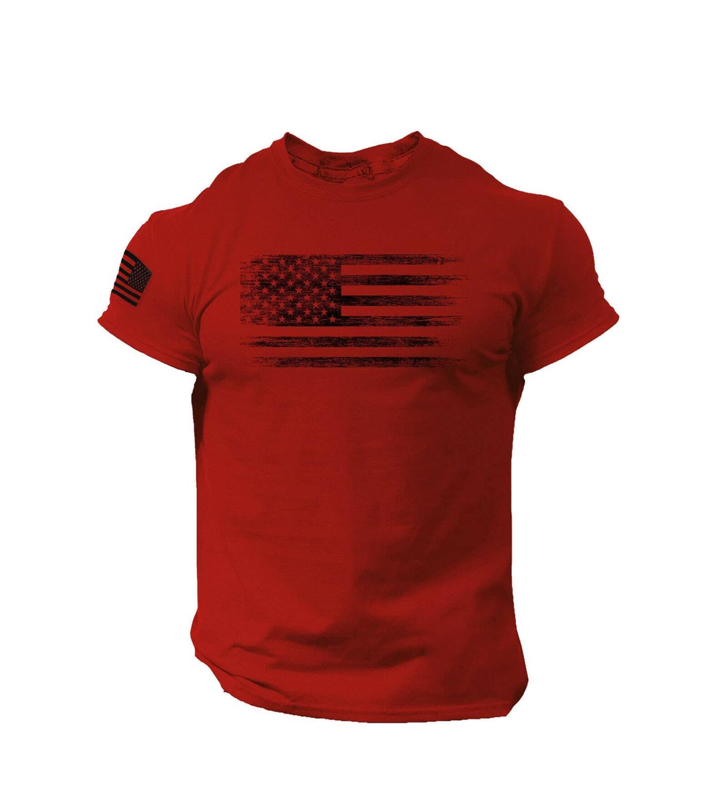 Men's USA Flag 4th of July Patriotic Tee Shirt - Red - X-Large - Buy Online on GoSupps.com