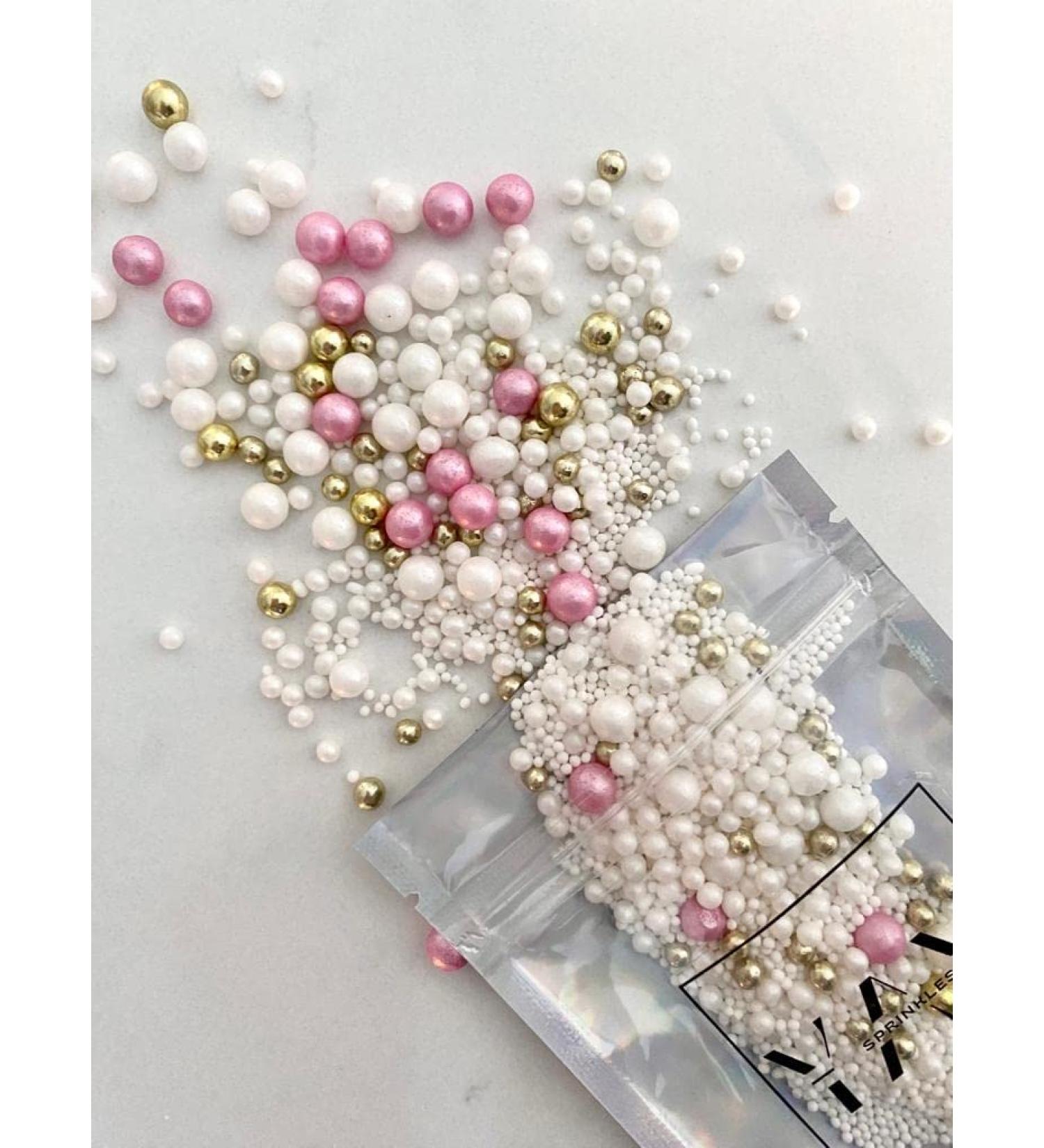 Edible Pink Pearl & Gold Cake Sprinkles Luxury Mix 45g Cupcake Cake Decoration Gold Sprinkles Cake Sprinkles Mix Gold Sprinkles Pink Sprinkles