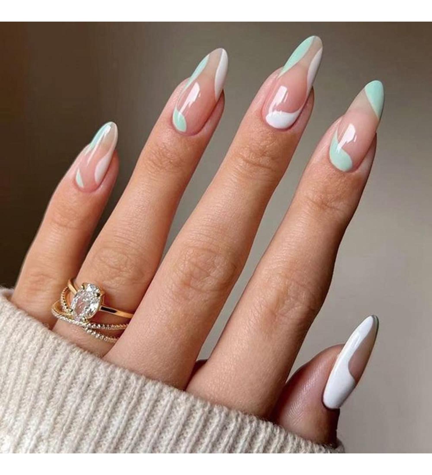HJKOGH 24 PCs/Box Oval Head Almond False Nails Wearable Long Stiletto Fake Nails Full Cover Nail Tips Full Finished Press On Nails (Color : B) - Buy Online on GoSupps.com