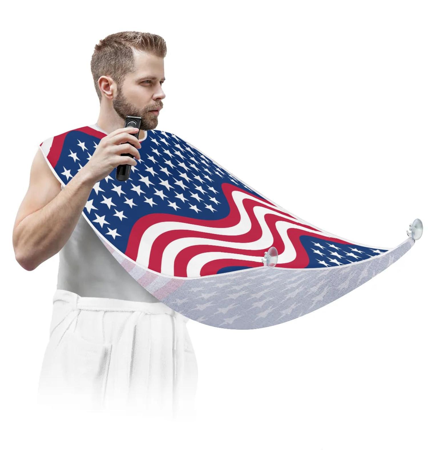 Independence Day Beard Bib Apron for Men | Non-Stick Waterproof Hair Catcher with Suction Cups - Perfect Grooming Gift - Buy Online on GoSupps.com