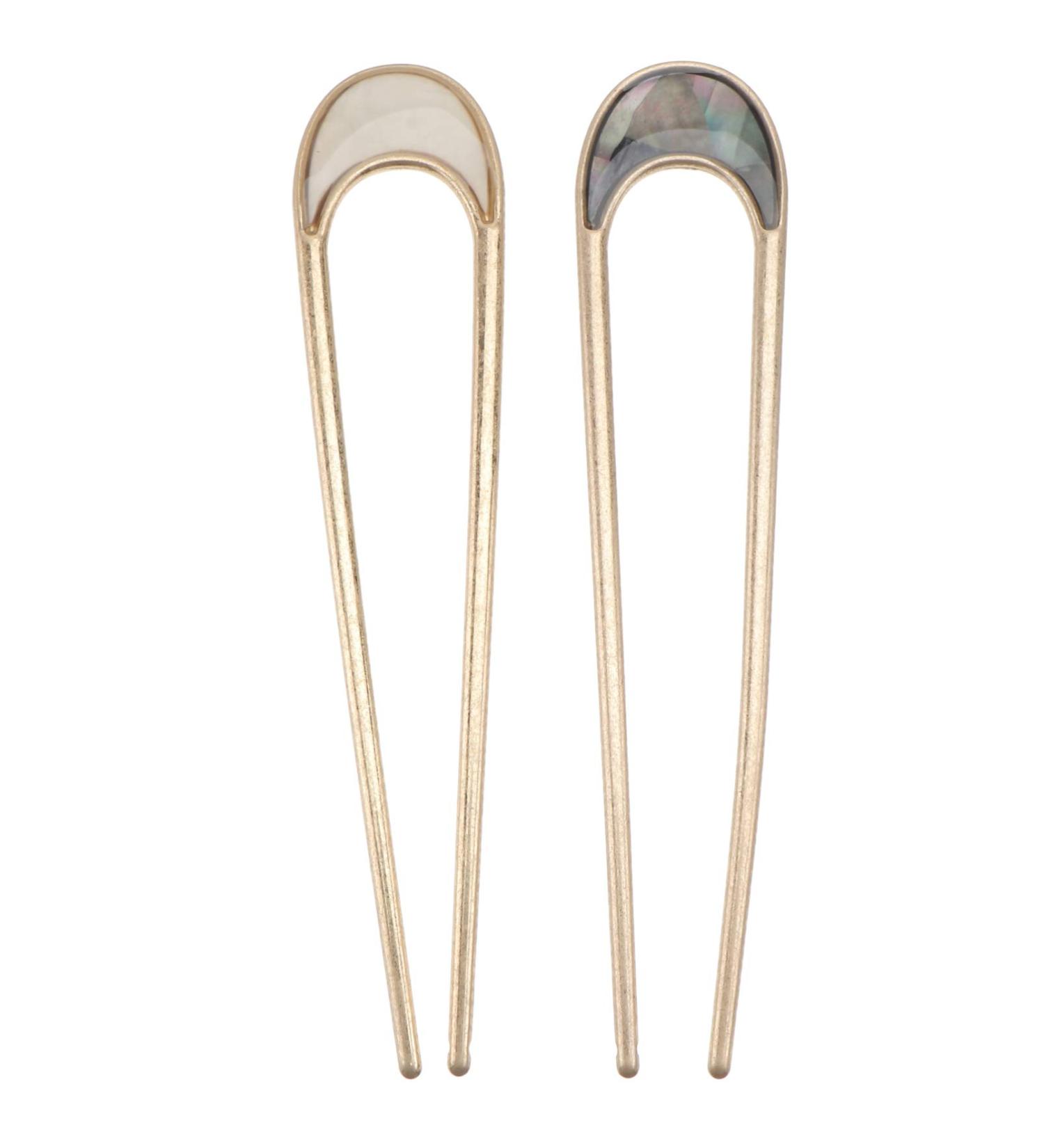 Lurrose 2pcs U Shaped Hair Stick - Retro Metal Hair Forks & Stylish Hair Accessories for Women | Assorted Shell Colors - International Shipping - Buy Online on GoSupps.com