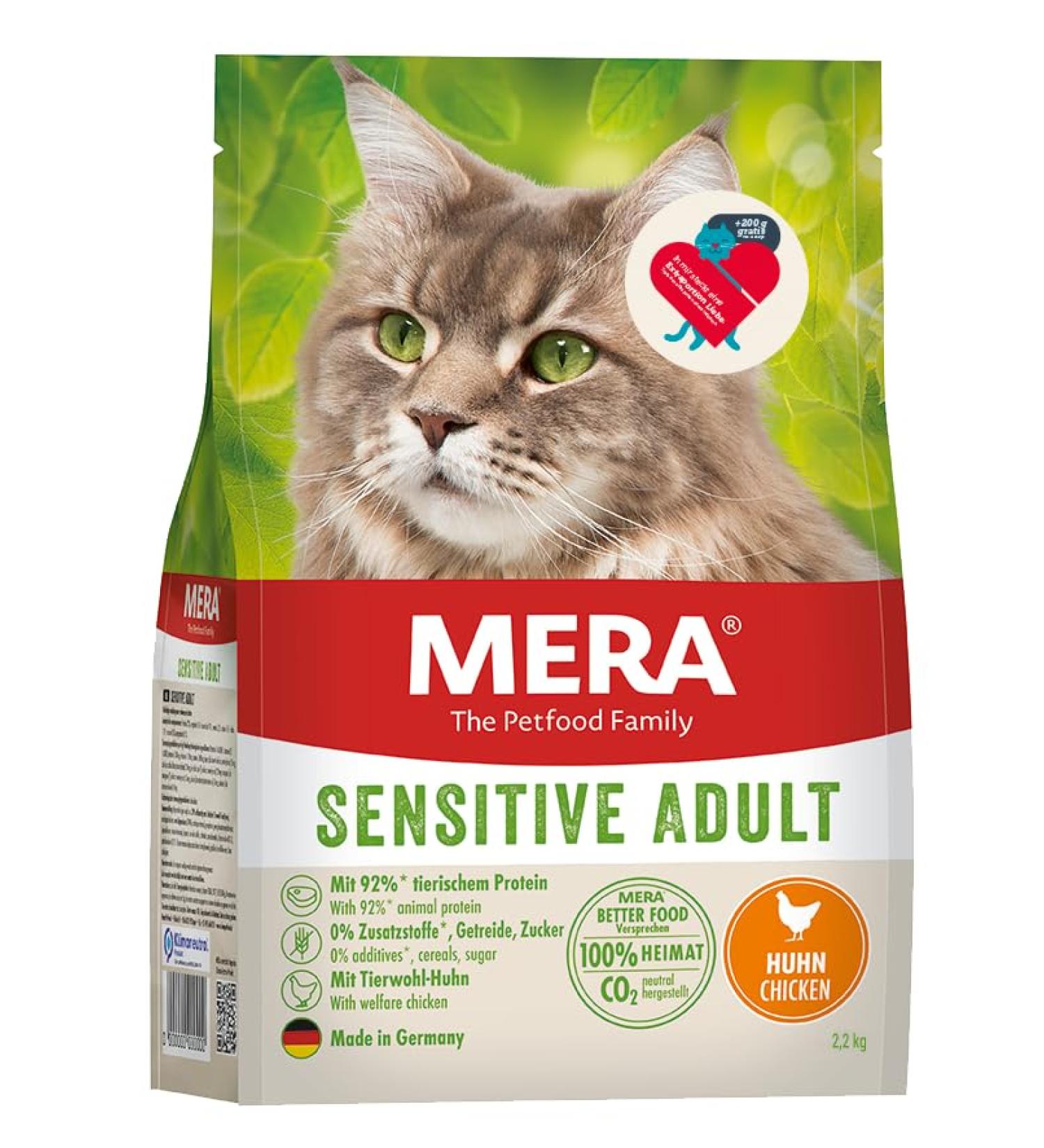 Buy Mera Cats Sensitive Adult Chicken 2.2kg - Premium Grain-Free Dry Cat Food High Meat Content & Sustainable | International Shipping - Buy Online on GoSupps.com