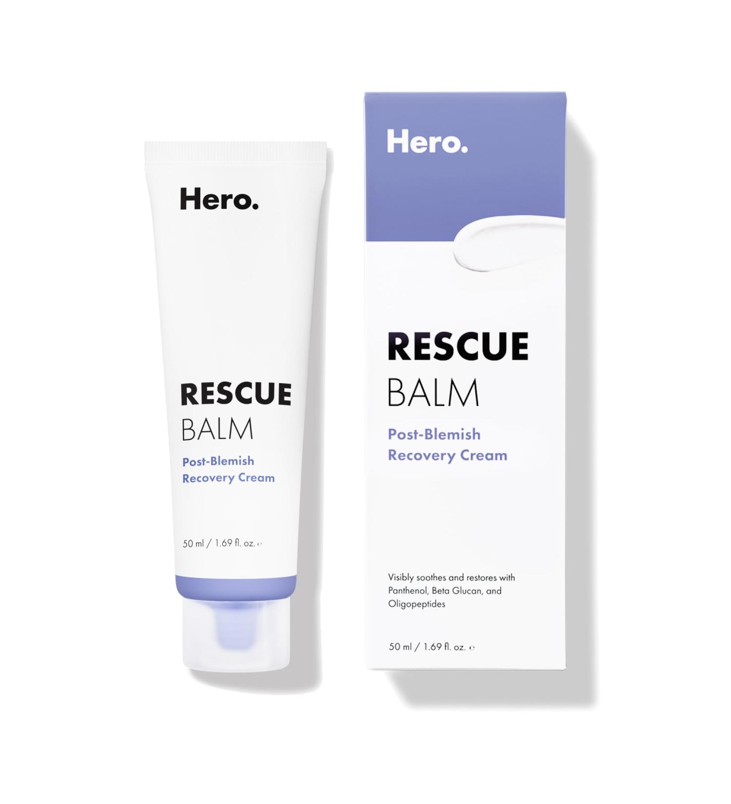 Hero Cosmetics Rescue Balm Post-Blemish Recovery Cream - Intensive Nourishing and Calming for Dry, Red-Looking Skin After a Blemish - Dermatologist Tested (50 ml, 1.69 fl. oz) - Buy Online on GoSupps.com