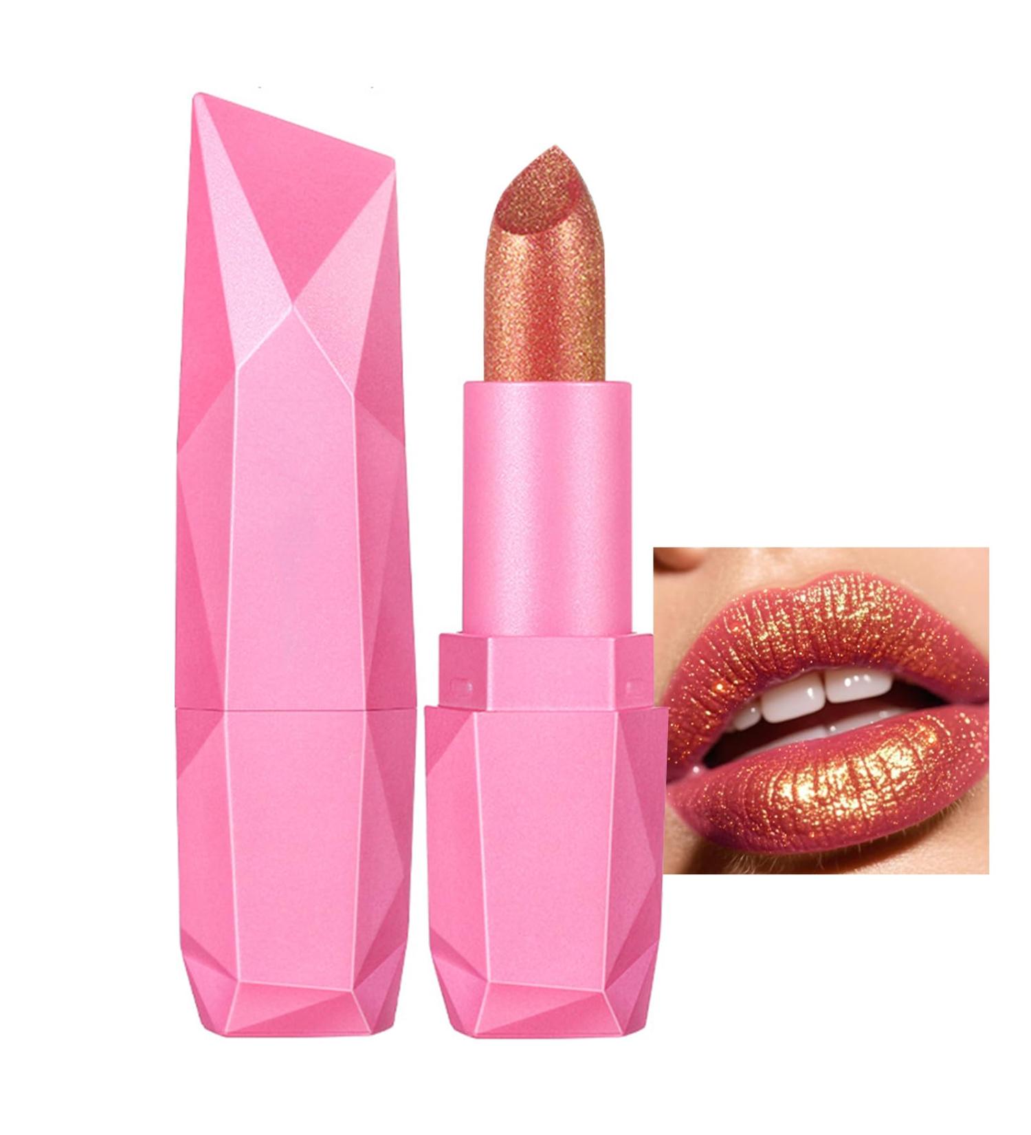 Rouge l vres m tallique rose paillet avec paillettes diamant imperm able et durable brillant 3D avec formule cr meuse et hydratante couleur intense - Buy Online on GoSupps.com