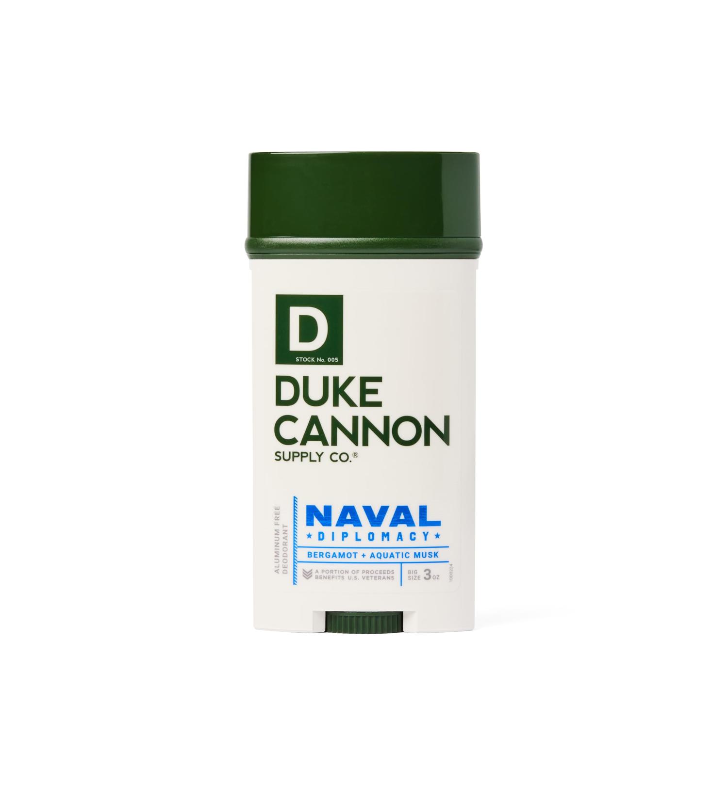 Duke Cannon Aluminum-Free Deodorant Naval Diplomacy - Bergamot & Aquatic Musk Scent Aloe & Vitamin E Paraben-Free 3 oz. Naval Diplomacy Aluminum-Free