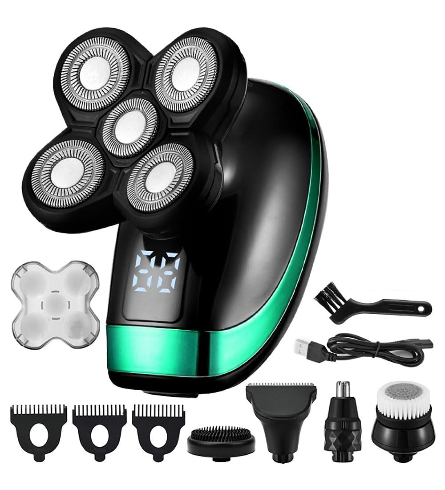 5 in 1 Rechargeable Head Shaver for Men - Electric Bald Head Shaver with Floating Heads & Beard Trimmer - Buy Online on GoSupps.com