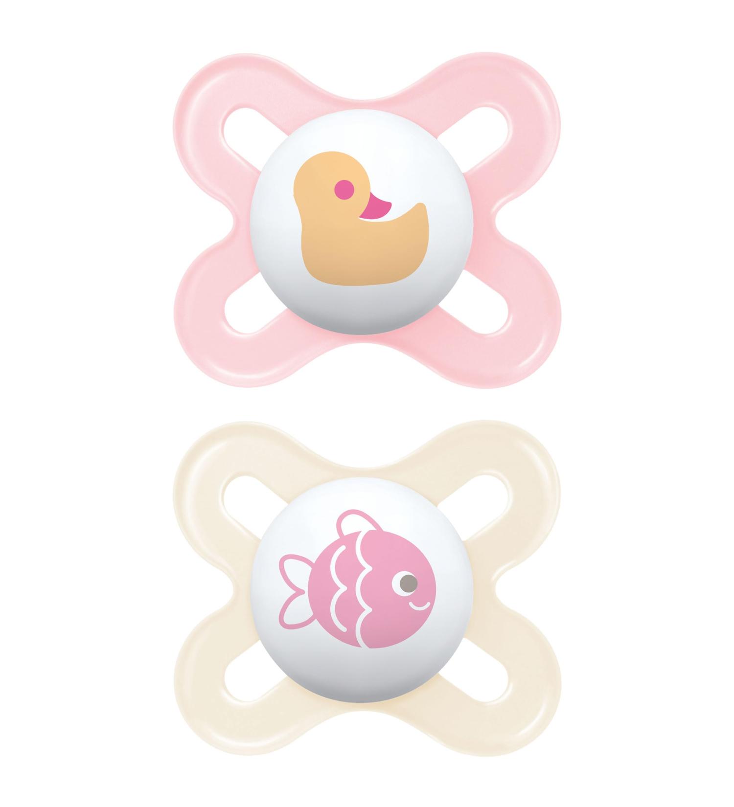 MAM Schnuller Start S149 - Pink Latex Pacifiers for Newborns (0-2 Months) with Self-Sterilizing Box - 2 Pack - Buy Online on GoSupps.com