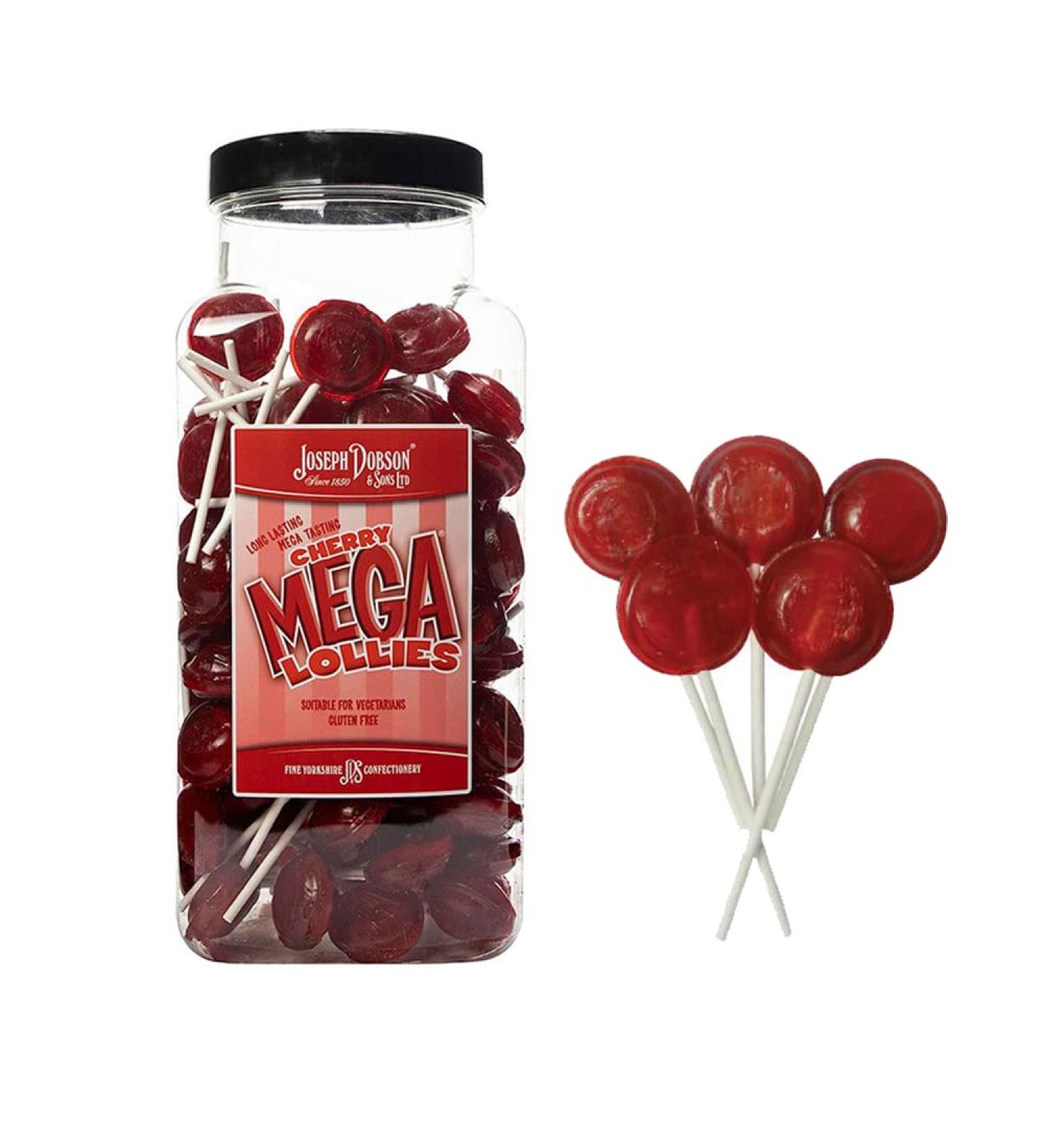 Joseph Dobson & Sons Unwrapped Mega Lollies Jar 1.9kg (Cherry)