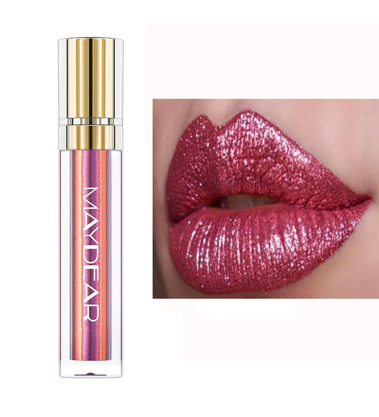 Maydear Chameleon Lipstick - Long Lasting Waterproof Colourful Diamond Shimmer Lip Gloss (6-Piece Set) - Buy Online on GoSupps.com