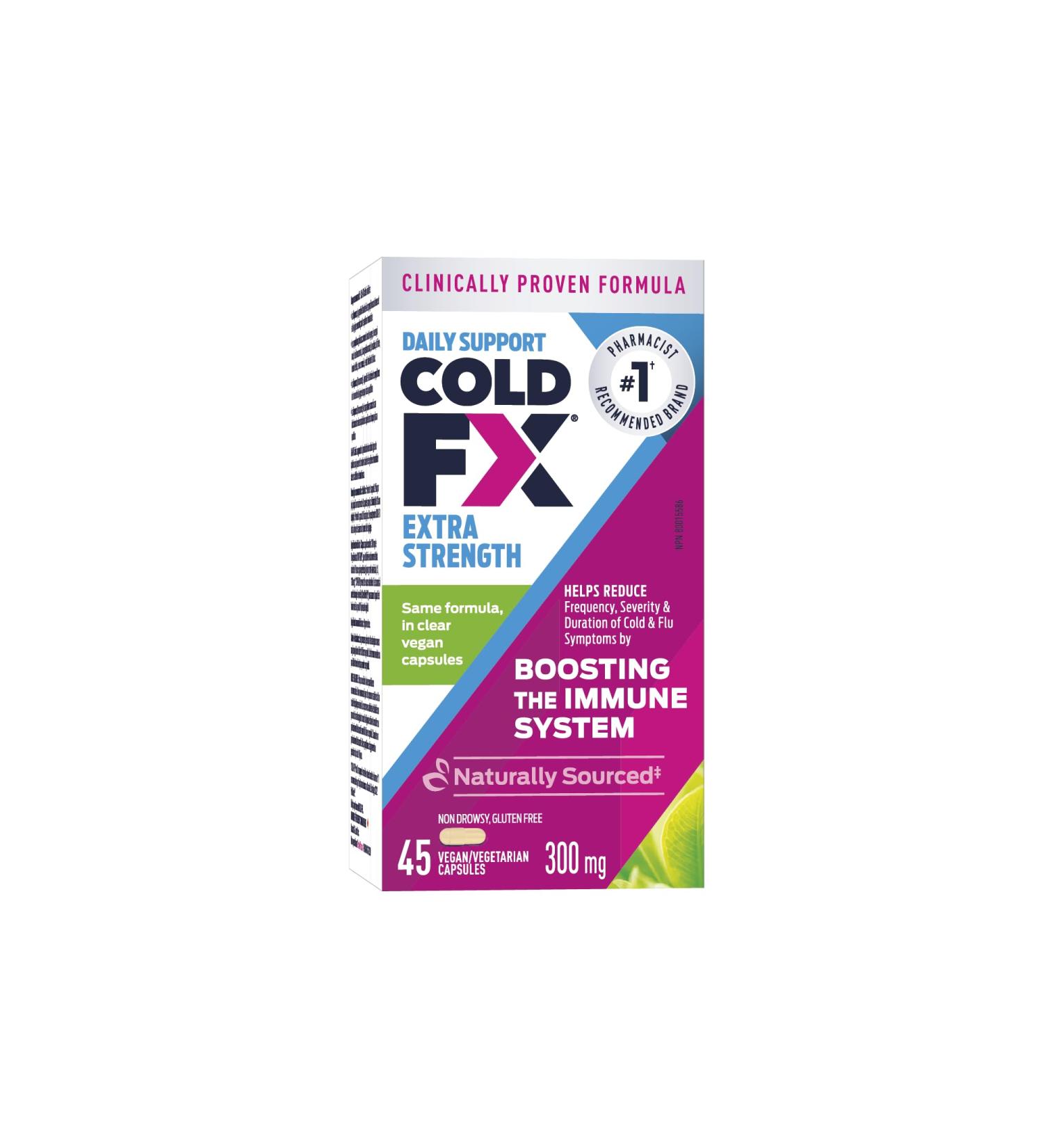 COLD-FX Extra Strength Ginseng Extract Reduce Chance Cold and Flu Support Immune System - 45 Vegan Capsules - Buy Online on GoSupps.com