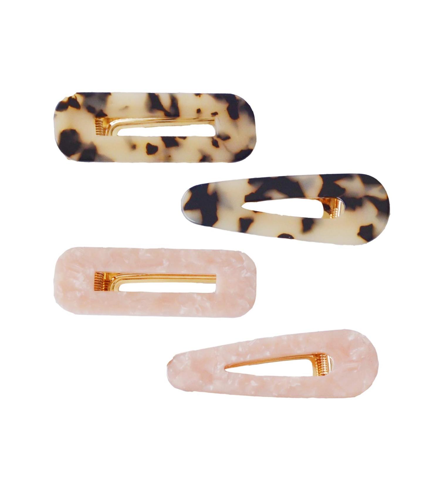 Resin Tortoise Leopard Print Hair Clips - 4 Pack for Women | Stylish Hair Barrettes - Buy Online on GoSupps.com