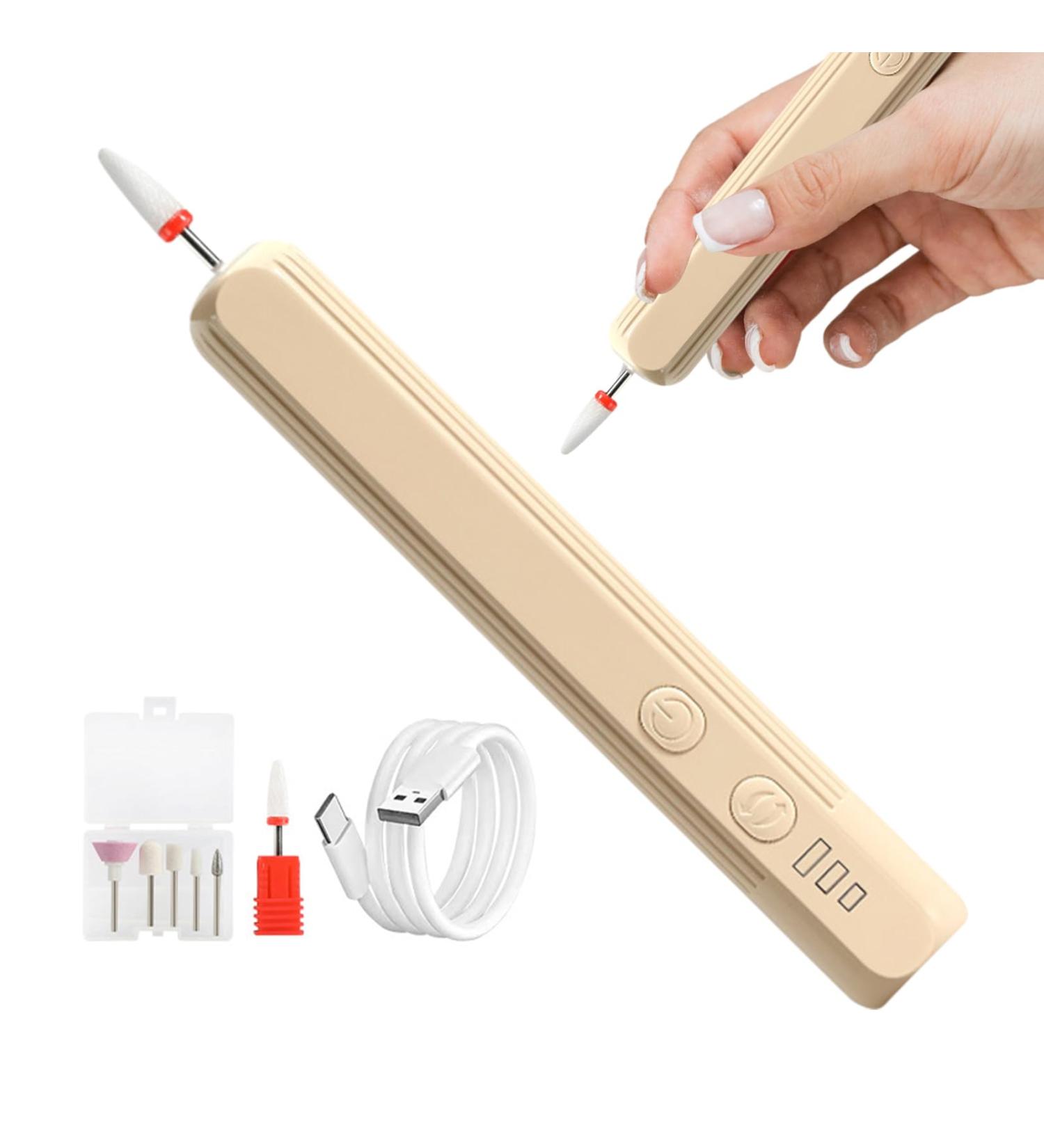 Drill for Nails - Shape USB Rechargeable Nail Drill Portable Professional Nail Polishing Tools Art Supplies with 6 Drill Bits for Home Nail Salon Manicure Khaki - Buy Online on GoSupps.com