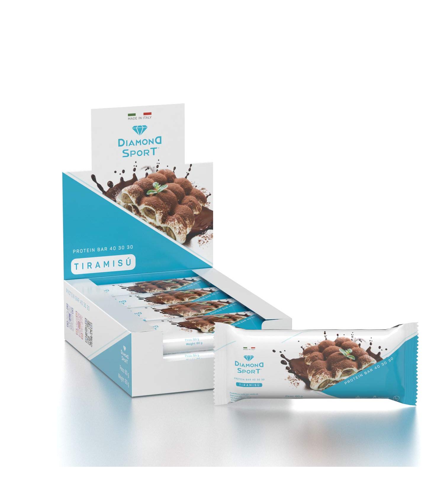 DIAMOND PROTEIN BAR 40 30 30 - Tiramis Flavour - Caloric distribution of the zone diet (40 30 30) - Diamond Life