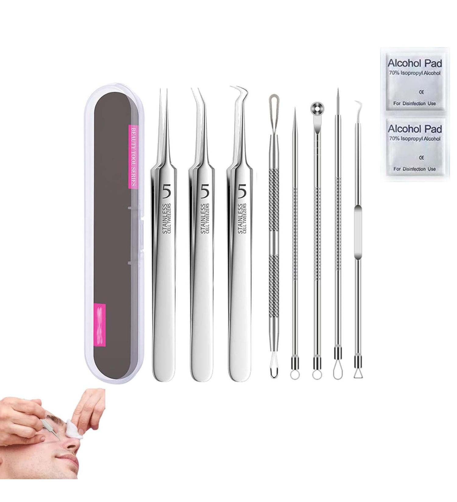 Usiveinborn Tweezers Professional Facial Blackhead Remover Tweezers Pimple Popper Tool For Women (8pcs) - Buy Online on GoSupps.com