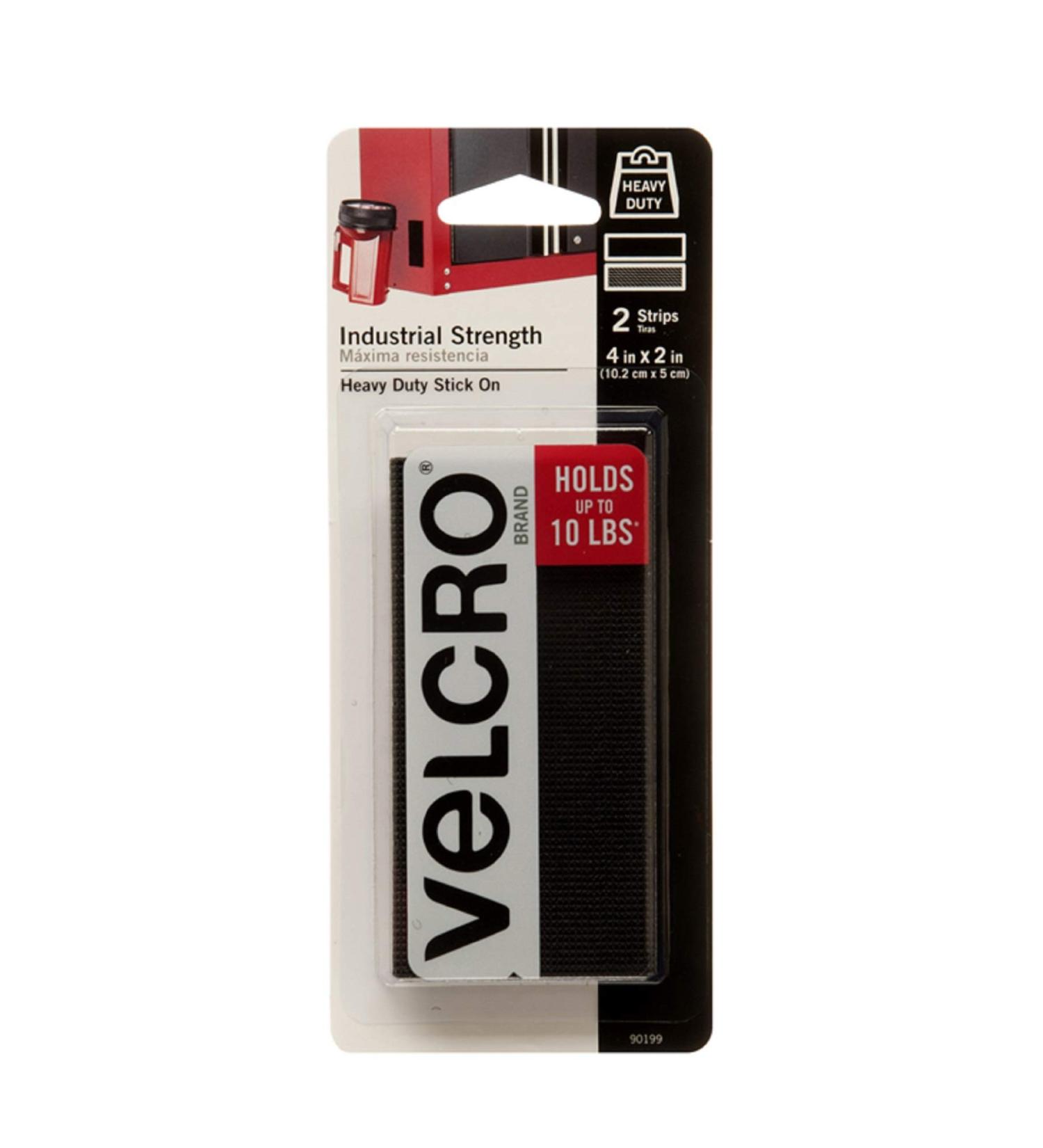 VELCRO Brand Industrial Strength Fasteners - Professional Grade | Heavy Duty Adhesive Strips - Holds up to 10 lbs | Indoor/Outdoor Use | 4x2 inch, 2 Sets in Black - Buy Online on GoSupps.com