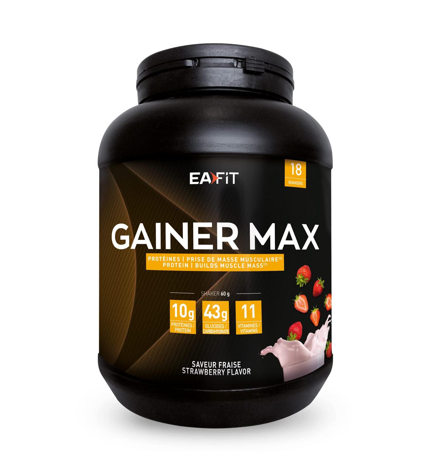 EAFIT-GAINER MAX-Mass gain Muscle gain-Hypercarbohydrate drink-Strawberry-A supply of carbohydrates proteins vitamins for sport for weight gain-Protein shake for bodybuilding - Buy Online on GoSupps.com