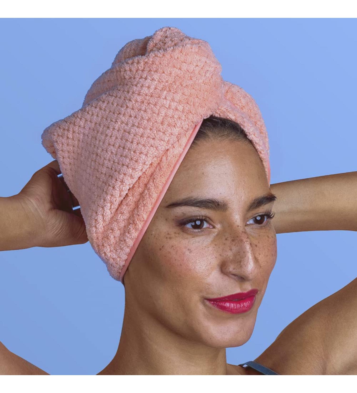Luxurious Pink Microfiber Hair Turban | Ultra Absorbent & Fast Drying Headscarf for All Hair Types - Perfect for Curly Wet Long & Thick Hair - Buy Online on GoSupps.com