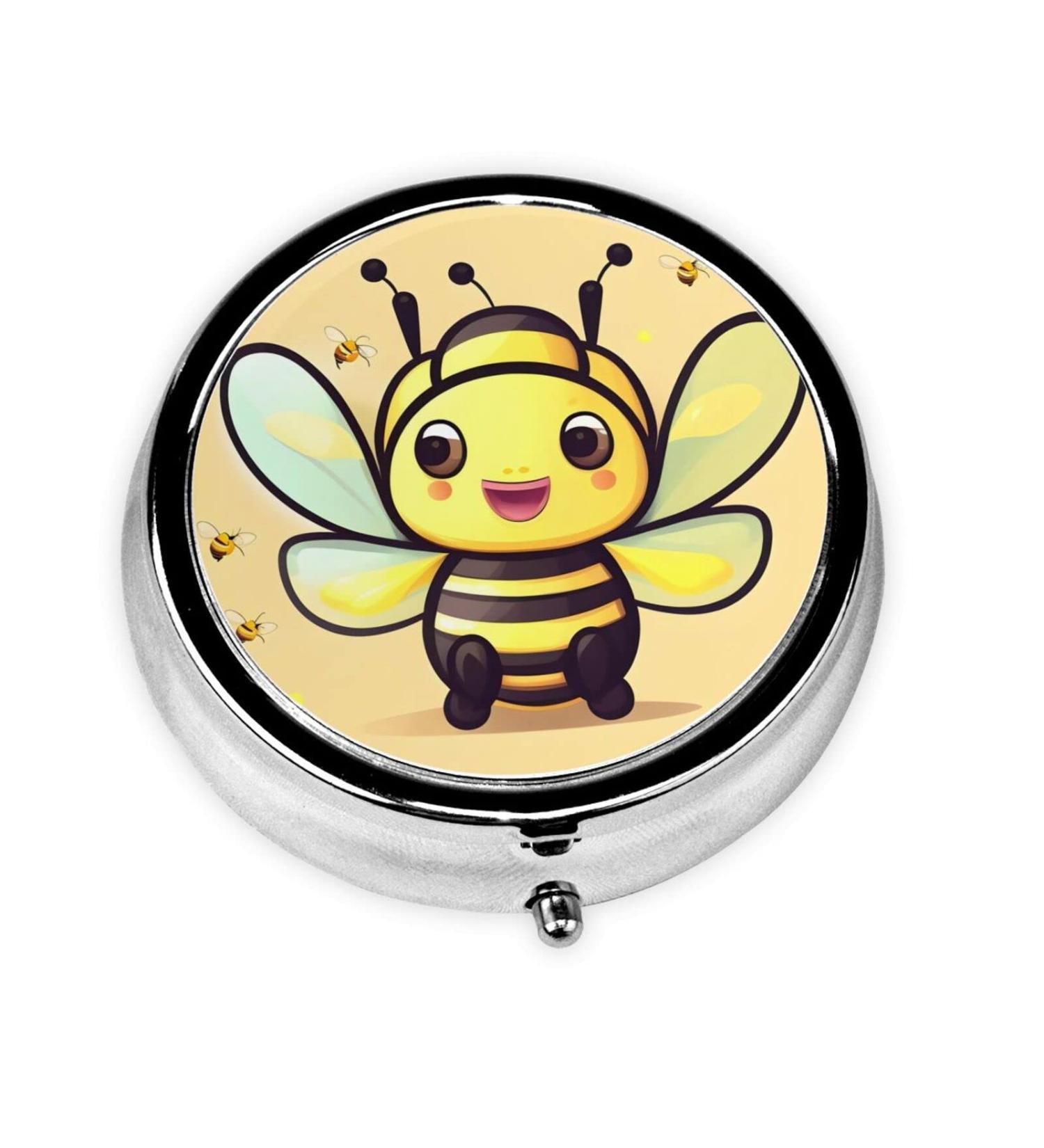 Yellow Beeround Pill Box - 3 Compartment Round Pill Organizer | Portable Travel Pill Box for Easy Medication Management - Buy Online on GoSupps.com