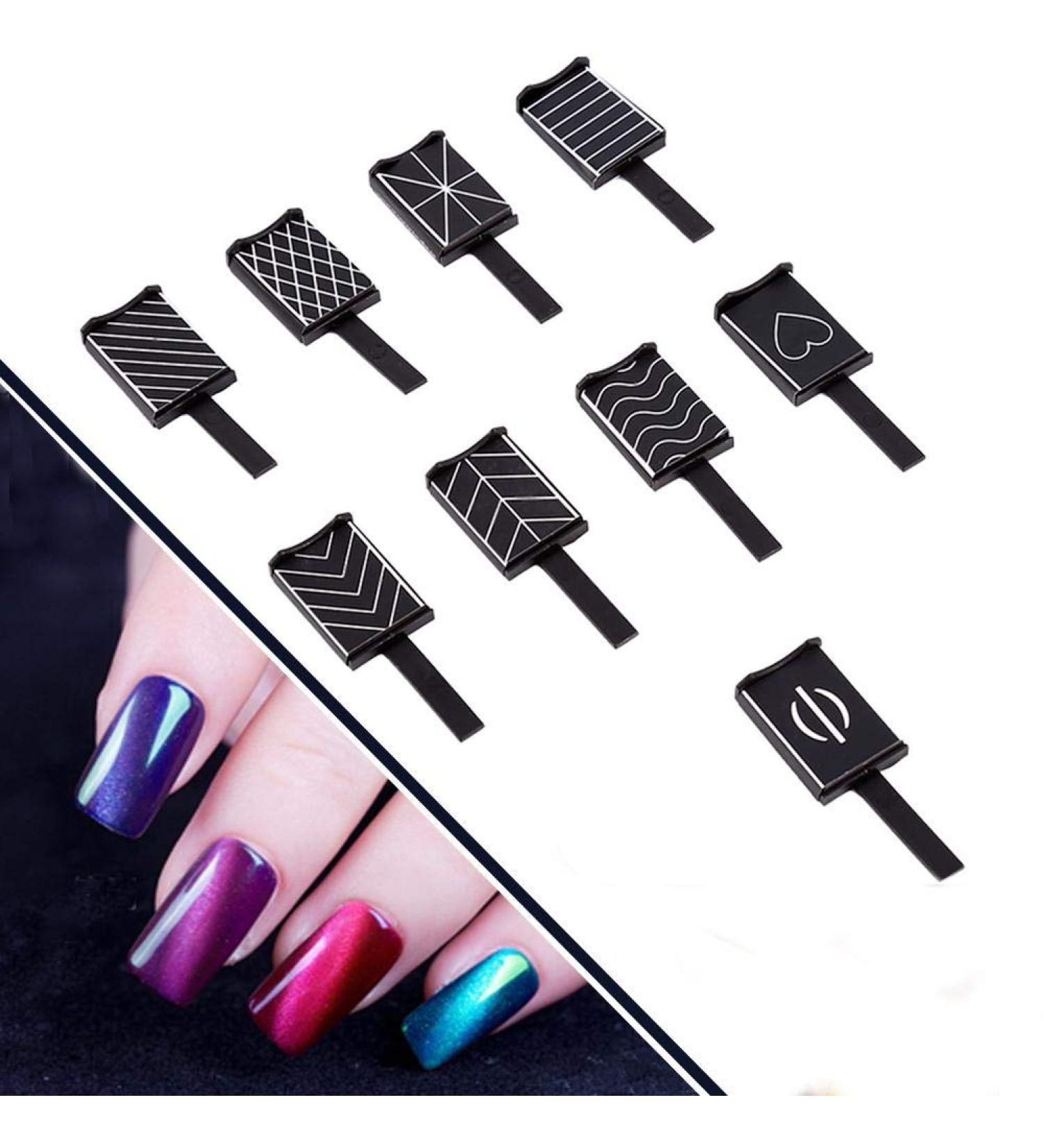 Rotekt 9Pcs 3D Cat Eye Magnetic LED Soak Off UV Gel Nail Art Tools - Professional Manicure Set for Stunning Nails - Buy Online on GoSupps.com